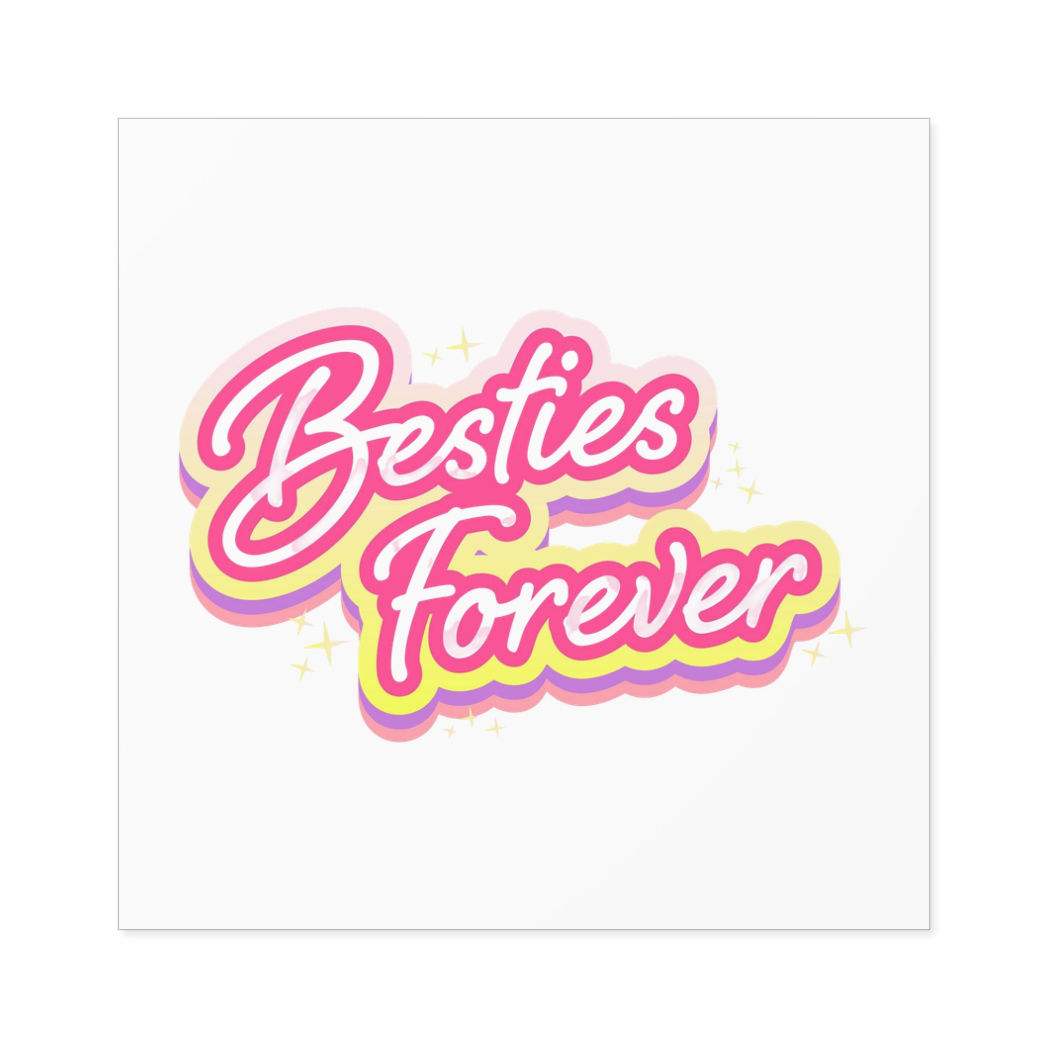 Pink Besties Forever Lettering Logo Laminate Stickers Square - Image 69
