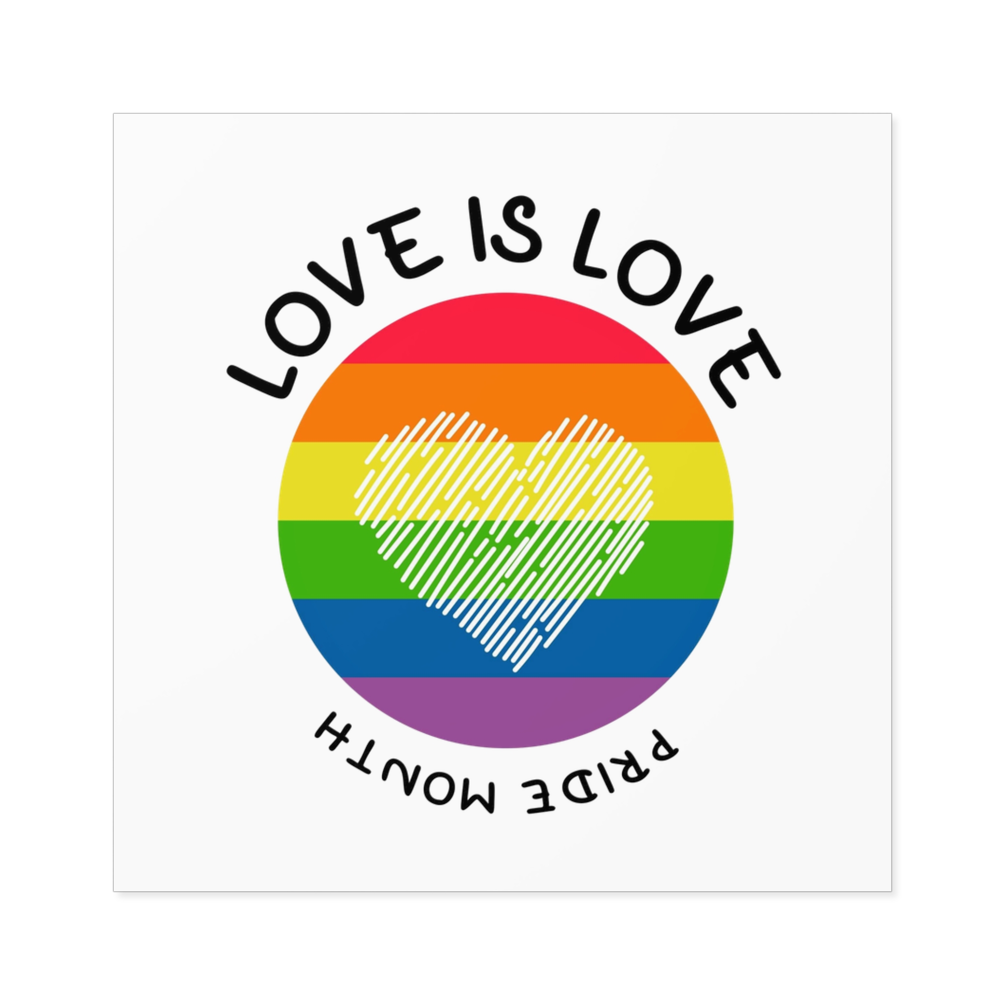 Lgbt Pride Month Love Is Love Lgbtq Symbol With Lgbt Pride Round Rainbow Flag With Heart Gay Pride Laminate Stickers Square - Image 25