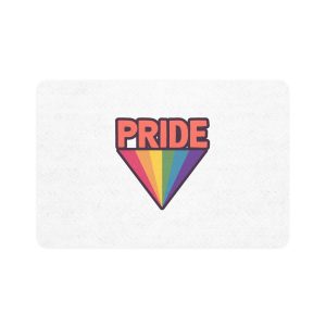 Pride Text With Rainbow Flag Badge Lgbt Symbol Gay Lesbian Bisexual Trans Queer Love Symbol Pet Food Mat 12x18