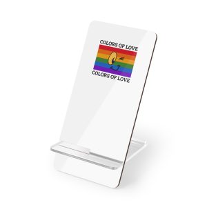Colors Love Lgbtq Pride Month Quote Rainbow Flag Art With Smiley Face White Background Mobile Display Stand For Smartphones