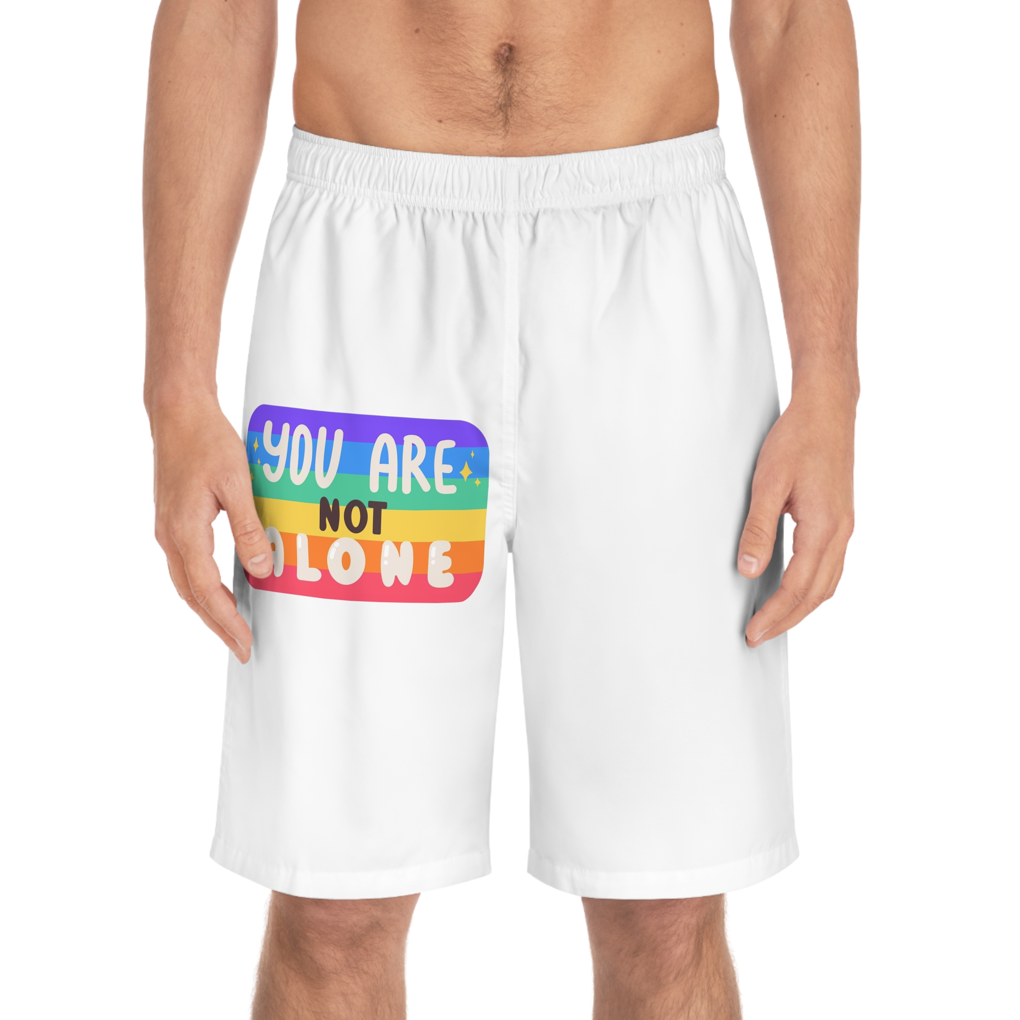 Lgbt Sticker Pack White Background Lgbtq Set Symbol Lgbt Pride Community Rainbow Elements Vector Hand Draw Illustration Hand Drawn Lettering(4) Mens Board Shorts Aop - Image 3