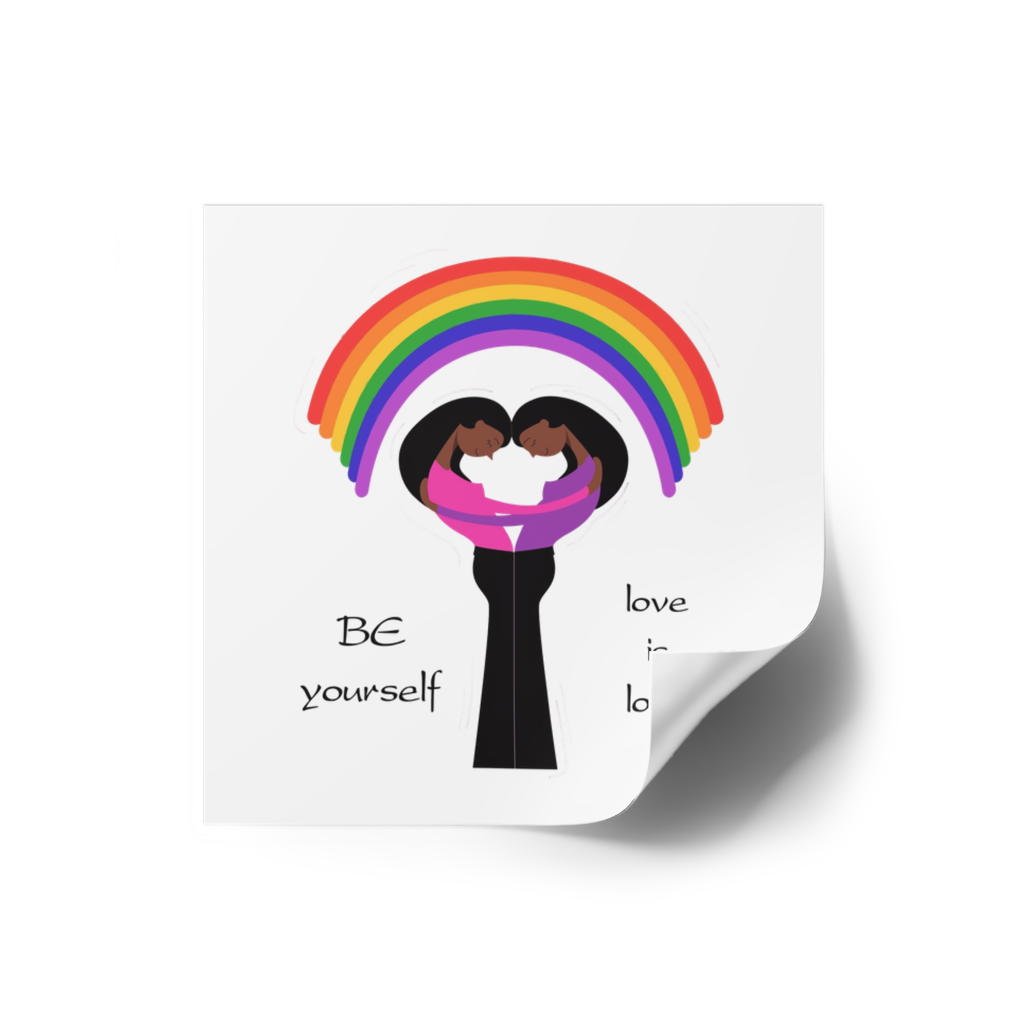 Poster Two Girls Hugging With Rainbow Laminate Stickers Square - Image 2