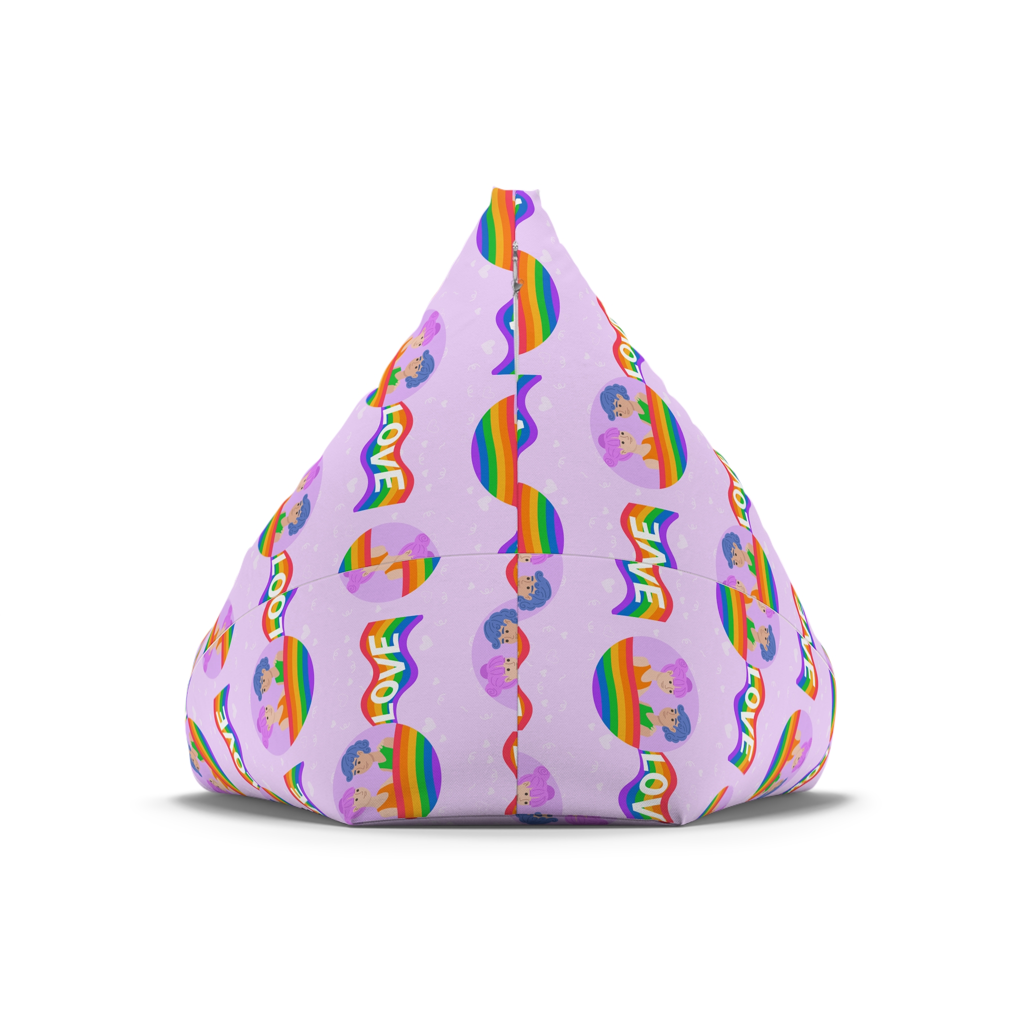 Joyful Group Holding Waving Pride Flag Bean Bag Chair Cover - Image 6