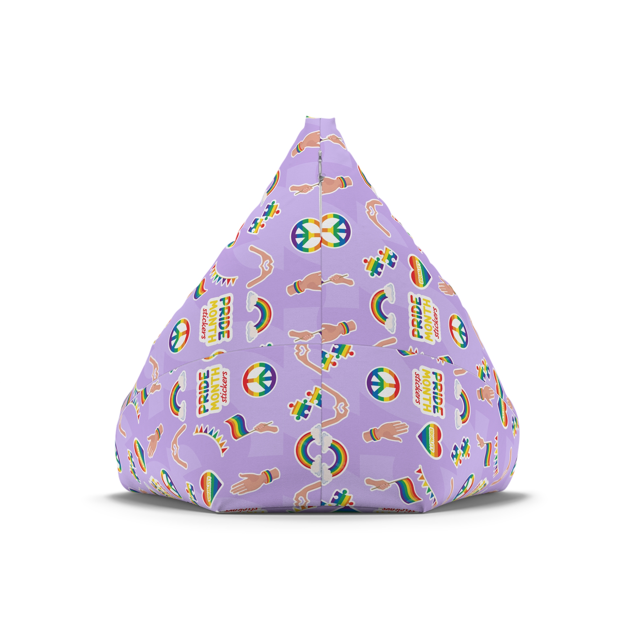 Pride Month Cute Stickers Lgbtq Rainbow Flag Flat Illustrations Bean Bag Chair Cover - Image 6