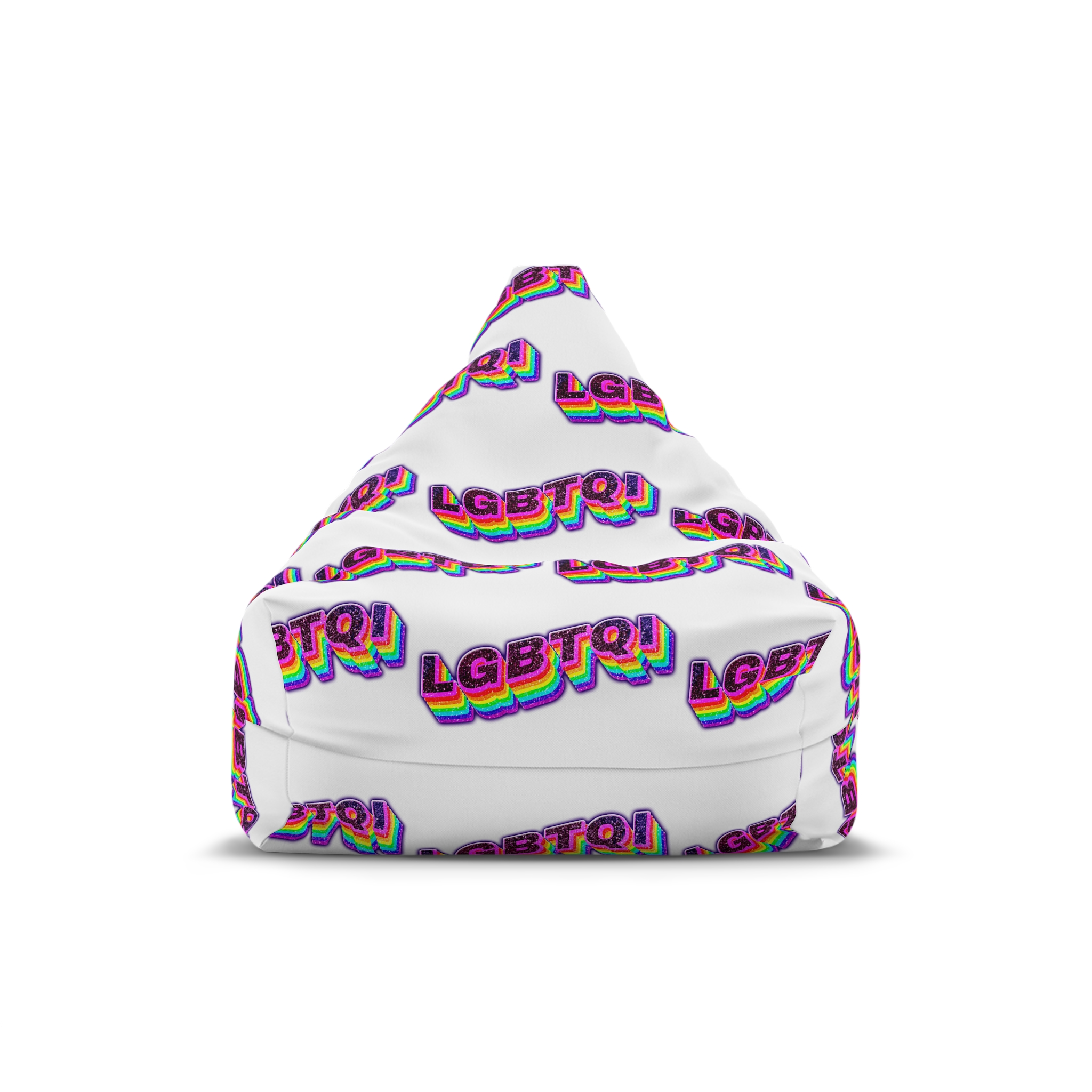 Lgbtqi 3d Word Glitch Png Bean Bag Chair Cover