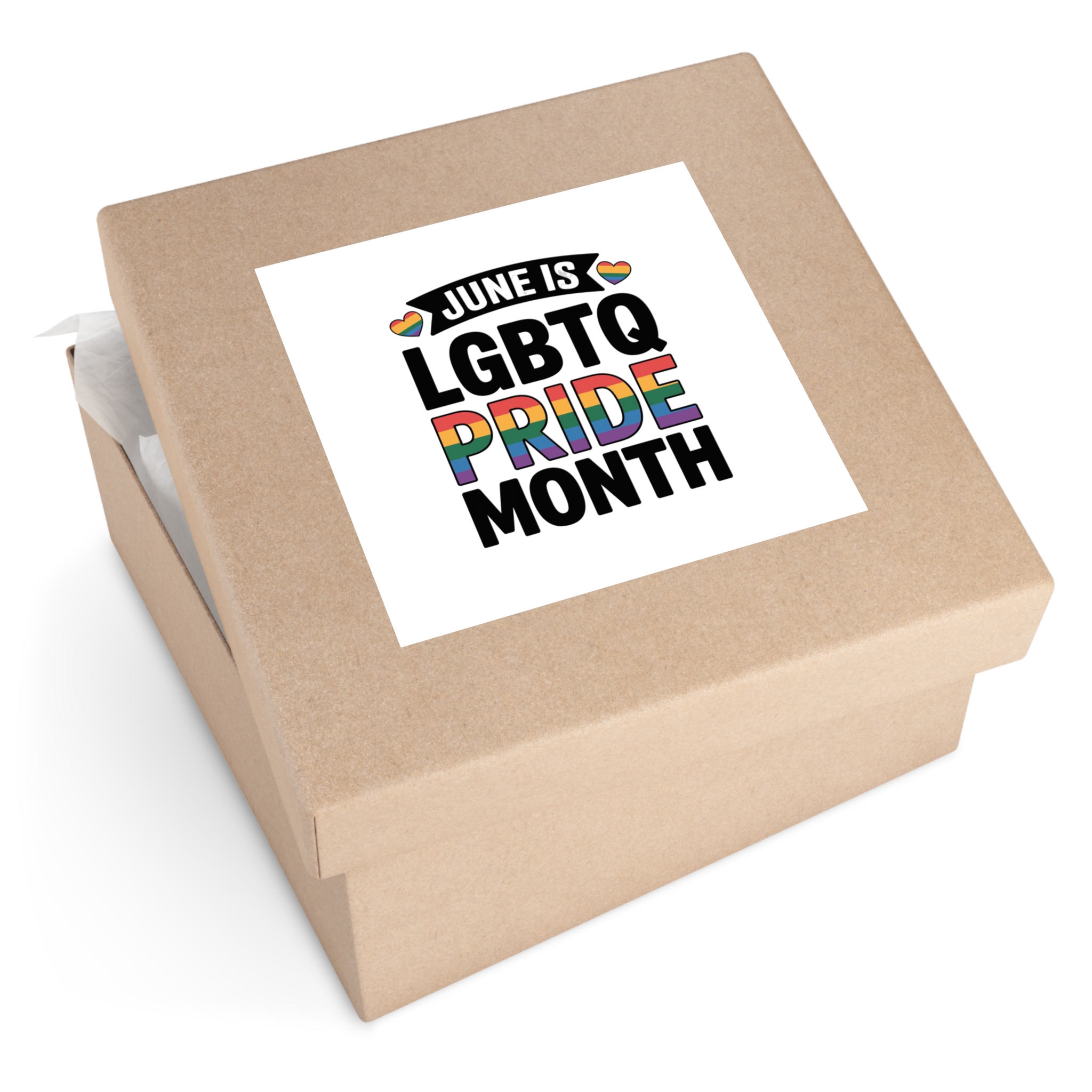 June Is Lgbtq Pride Month Colorful Text Laminate Stickers Square - Image 59