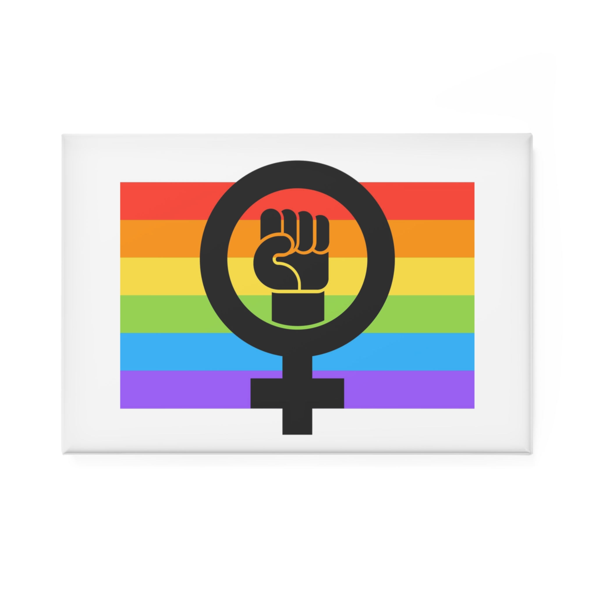 Flat Feminist Lgbt Flag Illustration Button Magnet Rectangle 1 And 10 Pcs