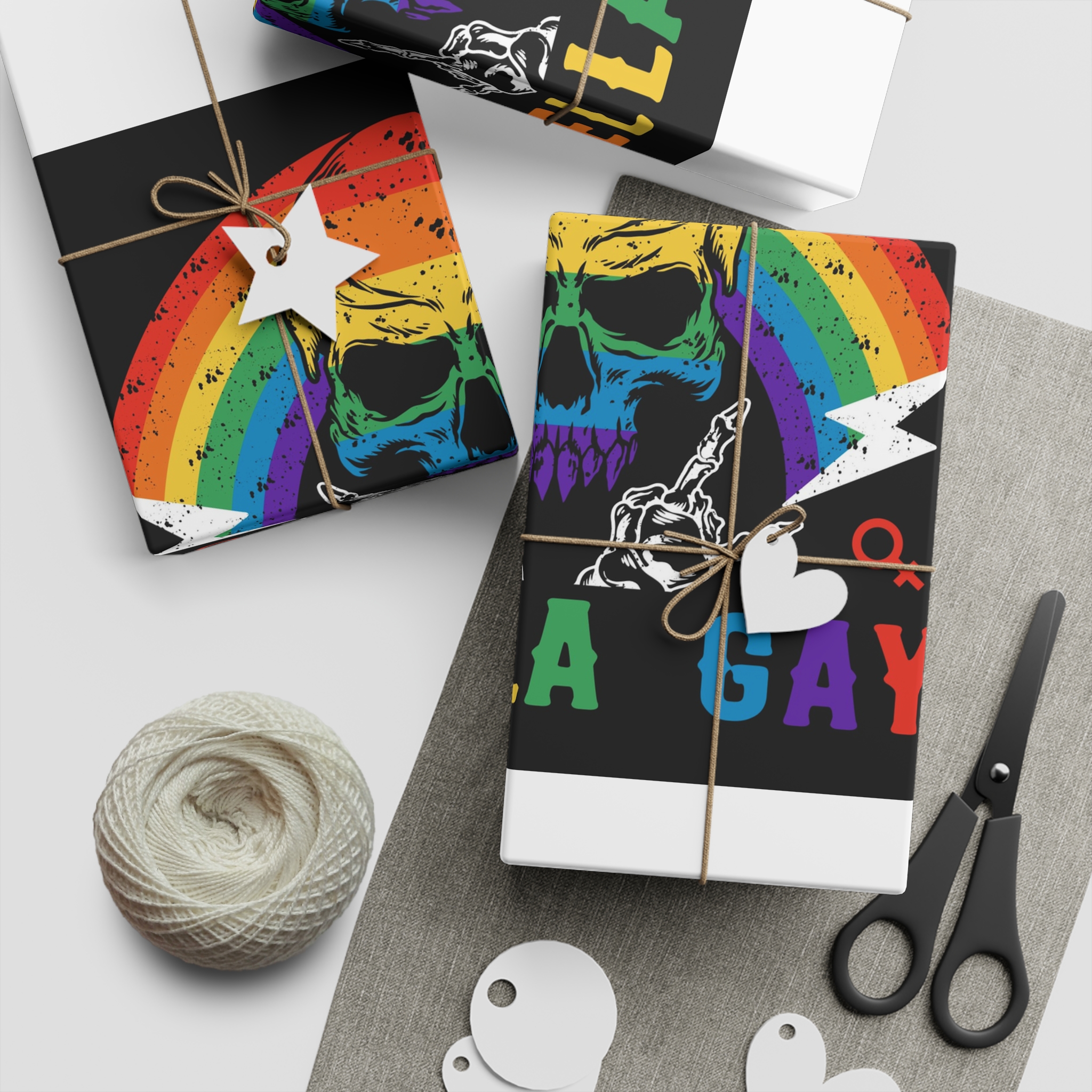 Stela Gay Skull Rainbow Gay Pride Vector T Shirt Gift Wrapping Paper Sheets 1pc - Image 2