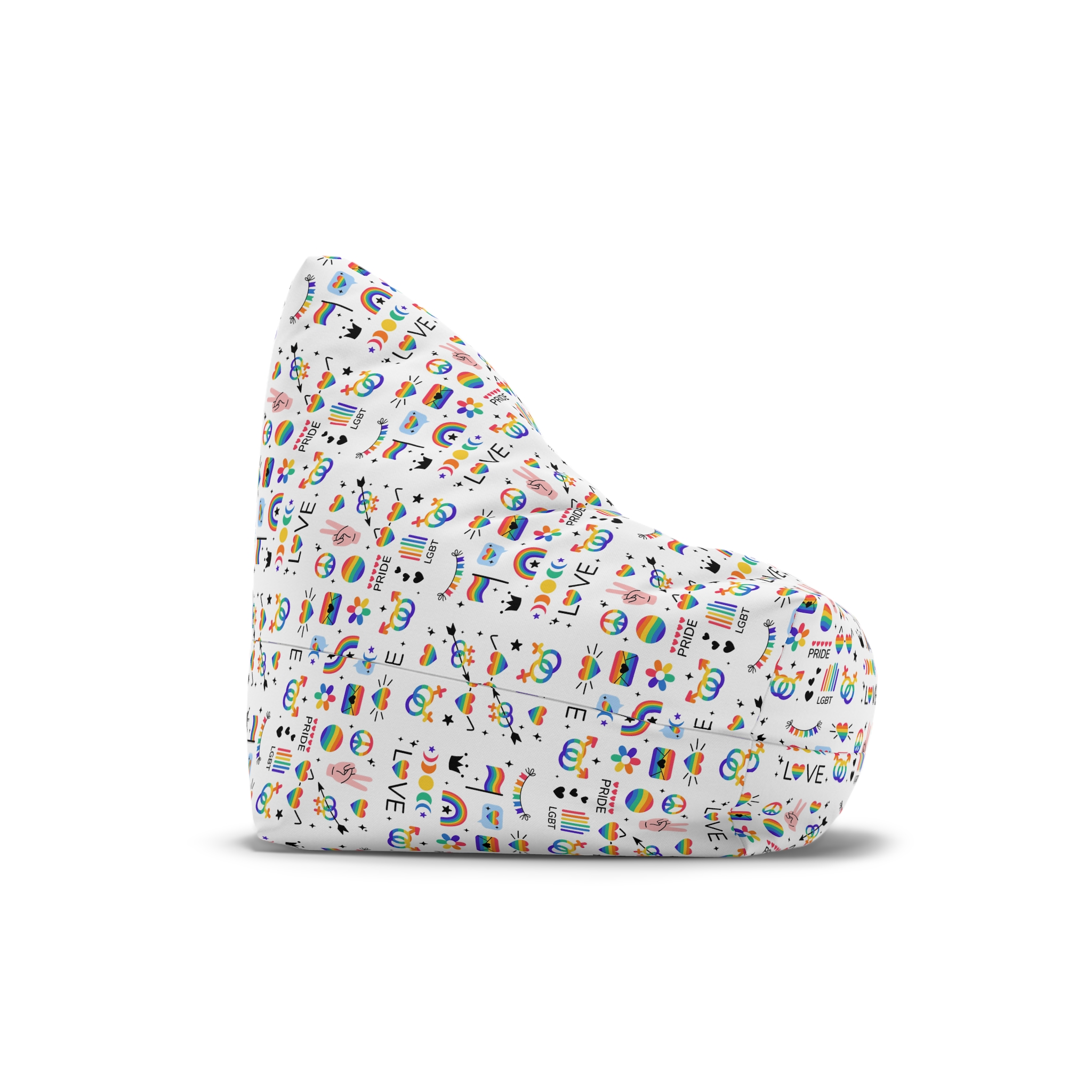 Lgbt Stickers Pack Doodle Style Lgbtq Set Lgbt Pride Community Symbols Rainbow Colored Element Bean Bag Chair Cover - Image 3