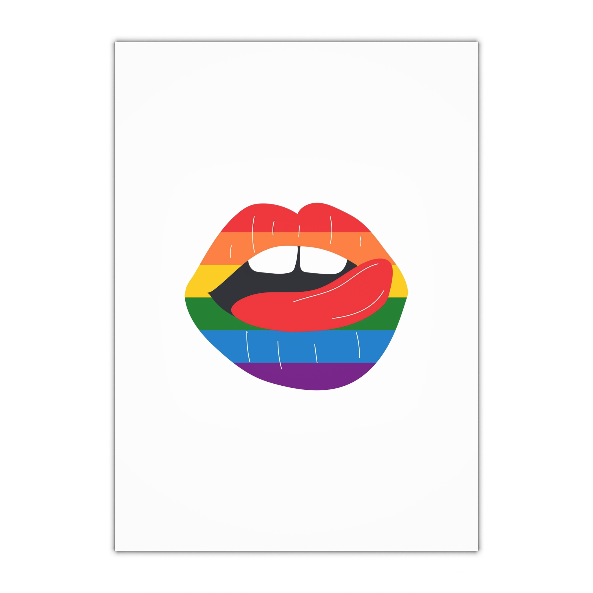 Beautiful Lips Kiss Trace With Lgbt Symbol Pride Flag Rainbow Colors Print Gift Wrapping Paper Sheets 1pc