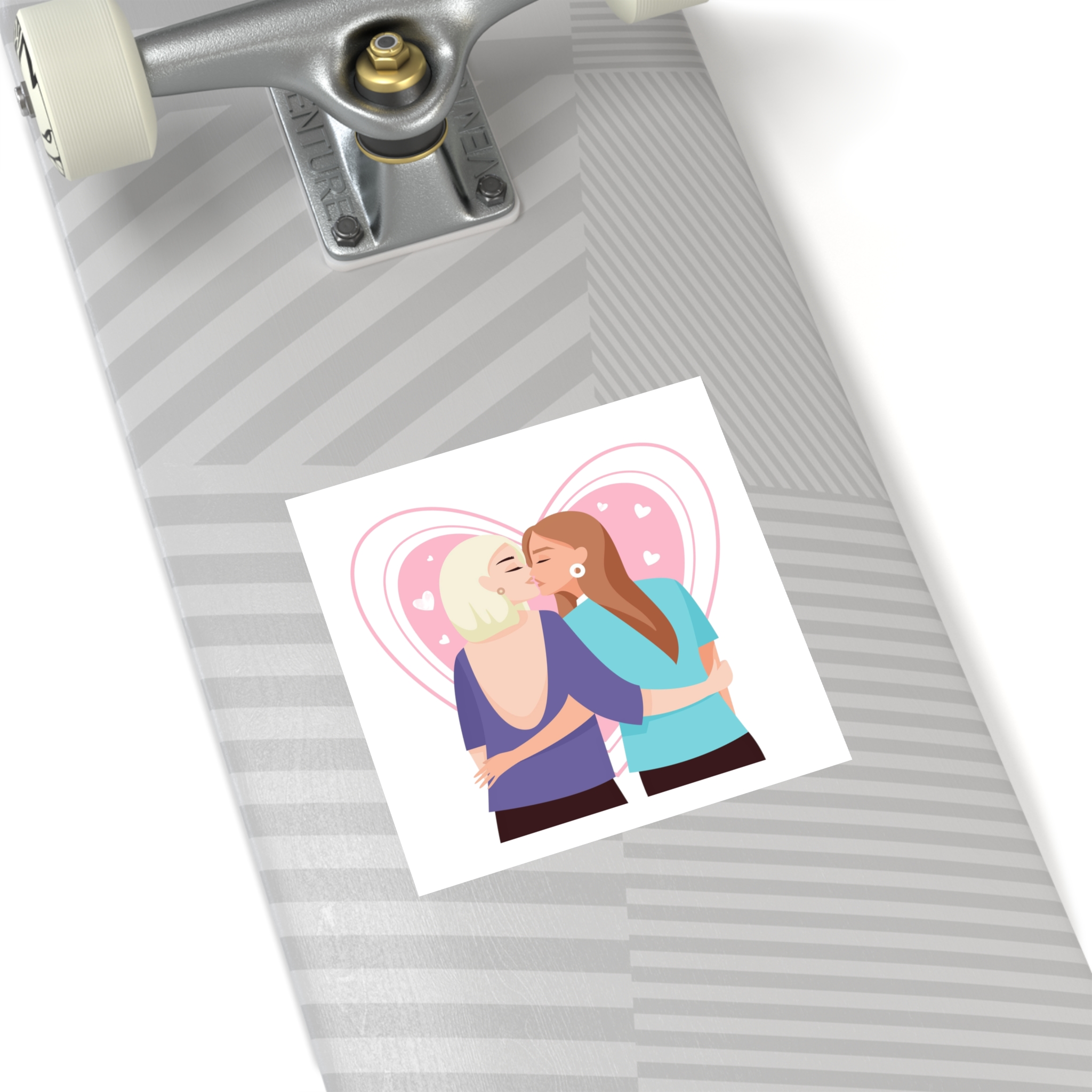 Lesbian Couple Kiss Flat Design Style Laminate Stickers Square - Image 40
