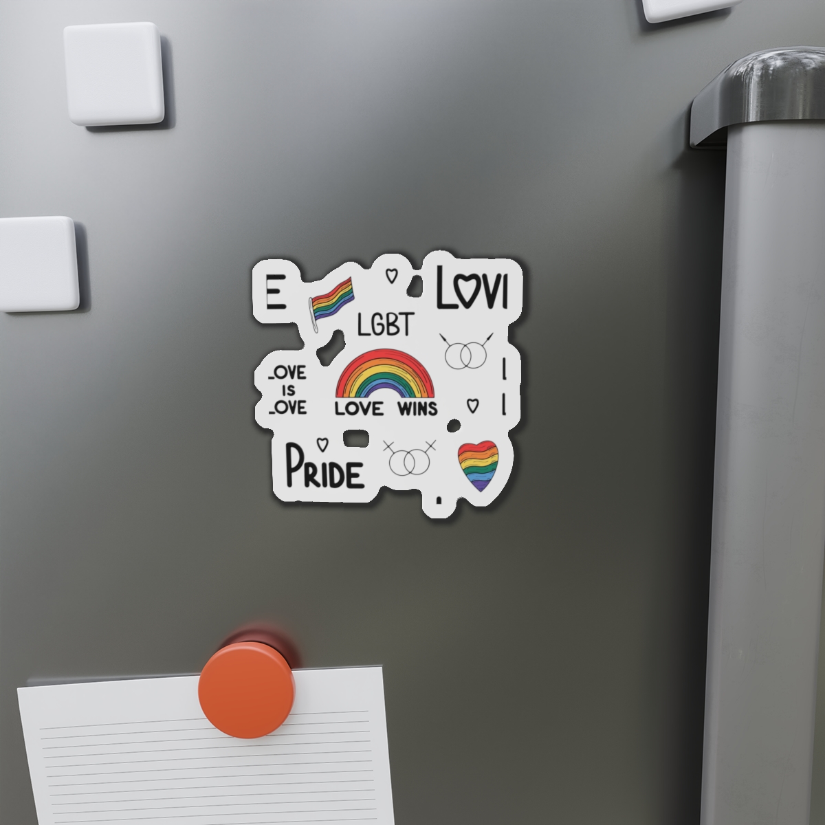 Lgbtq Pride Seamless Illustration Rainbow Hearts Love Symbols Die Cut Magnets - Image 8