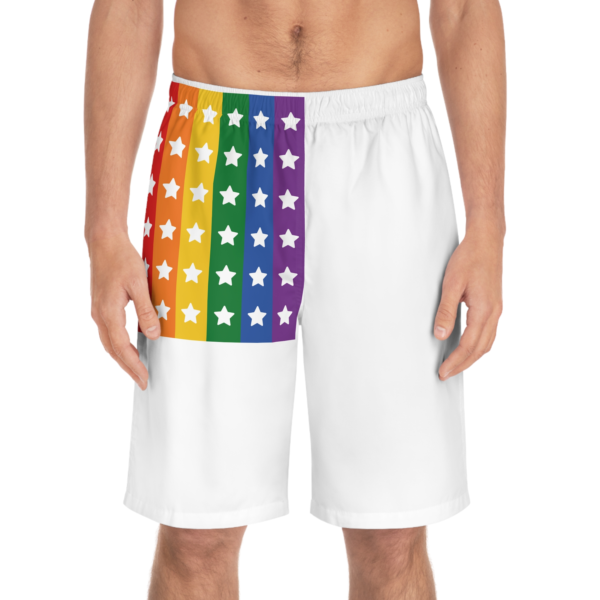 Lgbt Pride Month June Lesbian Gay Bisexual Transgender Lgbtq Flag Rainbow Vector(3) (1) Mens Board Shorts Aop - Image 3