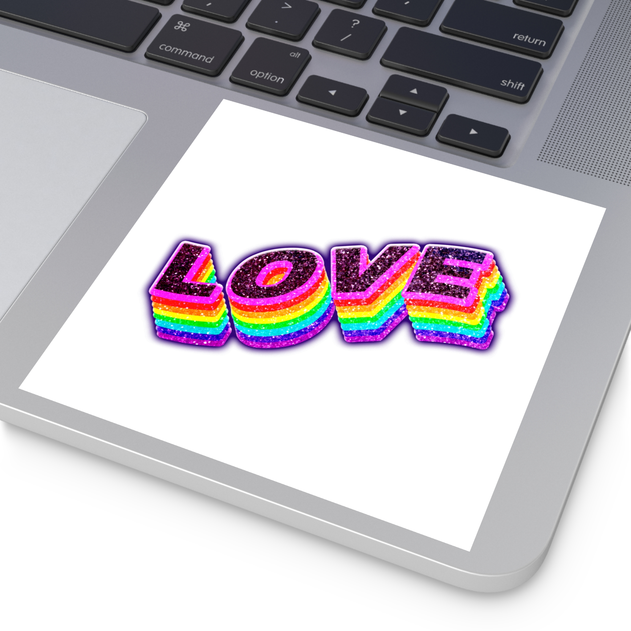 Love Png Word Rainbow Typography Laminate Stickers Square - Image 43