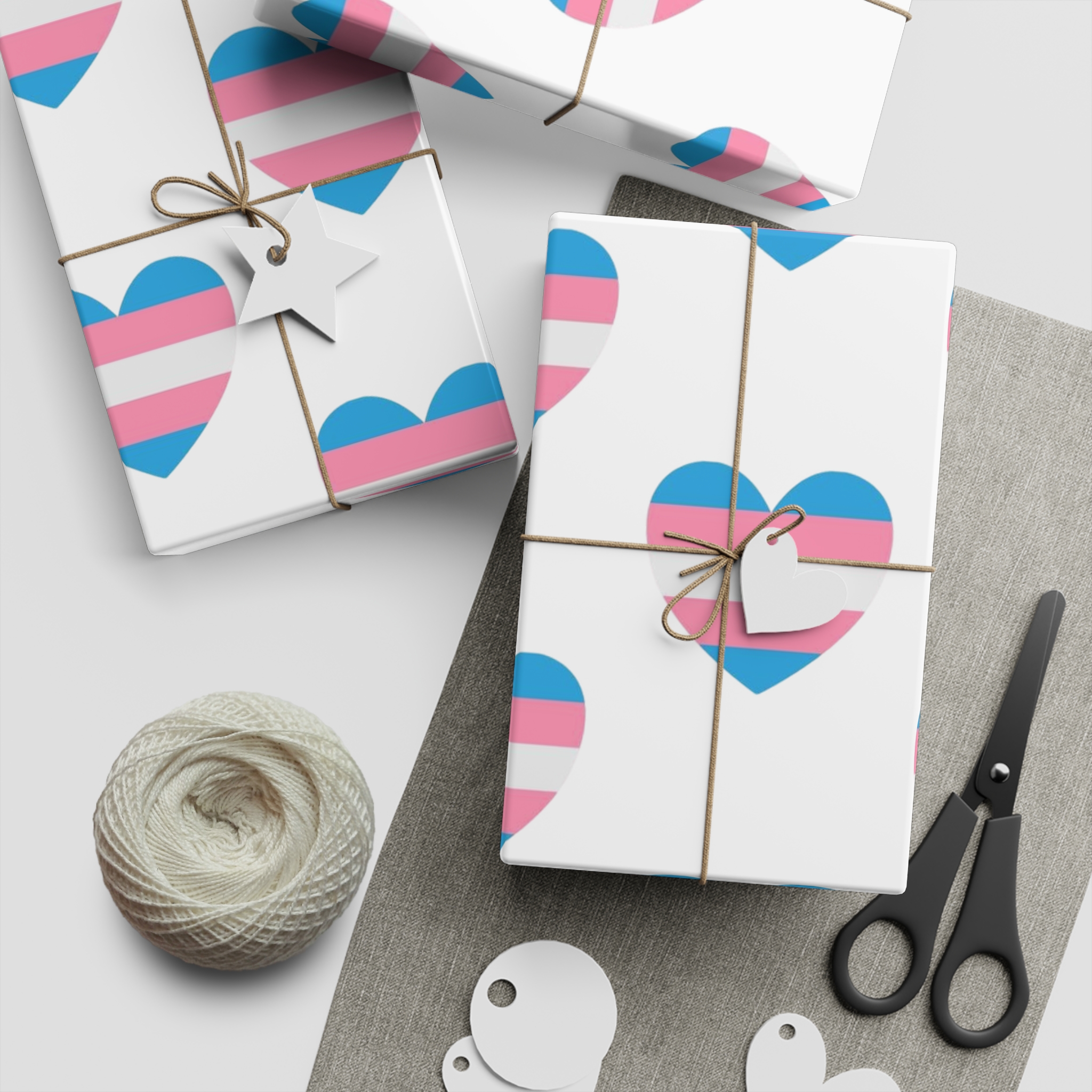 Vector Seamless Pattern Trans Lgbt Flag Heart Gift Wrapping Paper Sheets 1pc - Image 5