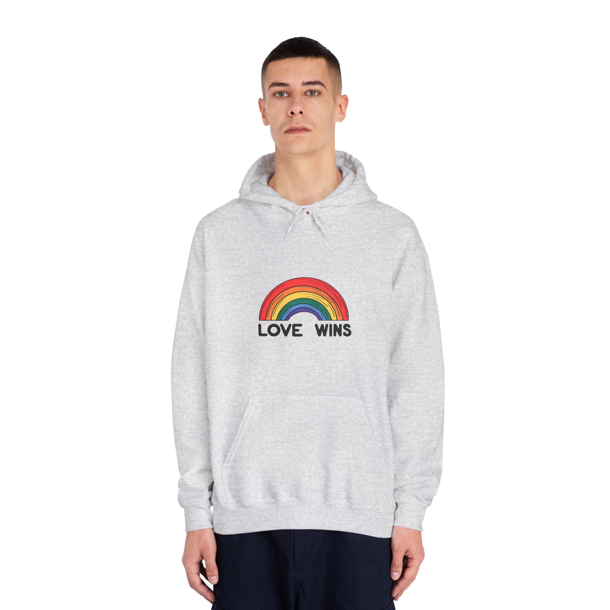 Love Wins Rainbow Pride Illustration Unisex Dryblend Hooded Sweatshirt - Image 7