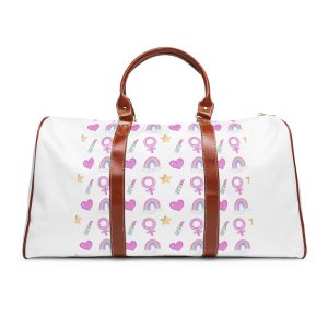 Cute Feminine Seamless Pattern With Rainbows Hearts Venus Symbols Waterproof Travel Bag