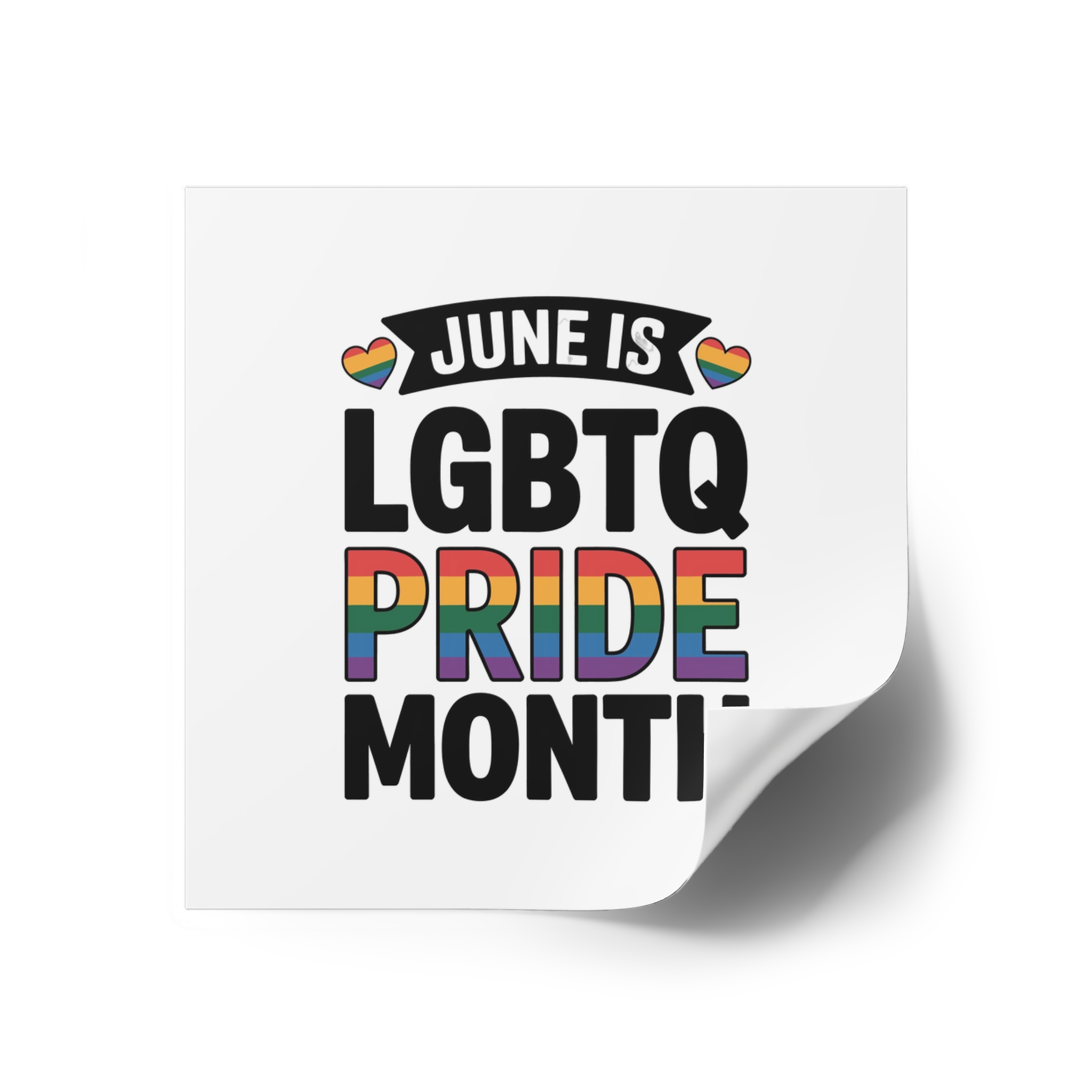 June Is Lgbtq Pride Month Colorful Text Laminate Stickers Square - Image 18