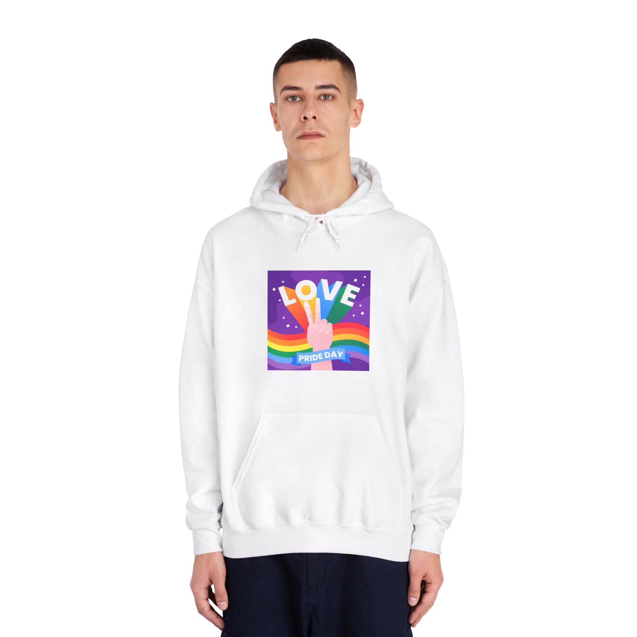 Pride Day Event Message Design Unisex Dryblend Hooded Sweatshirt - Image 3