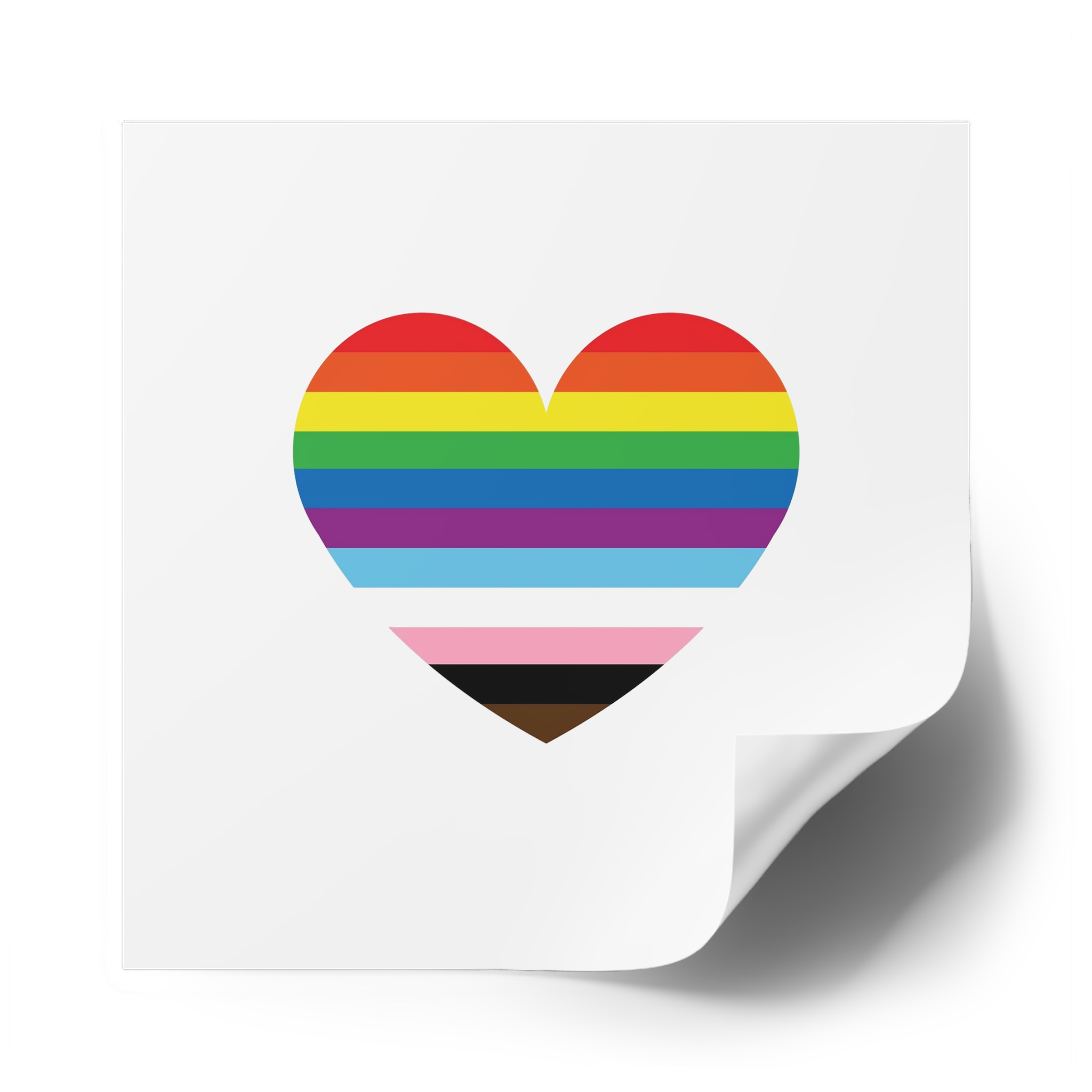 Progress Pride Flag Heart Symbol Love Inclusion Laminate Stickers Square - Image 78
