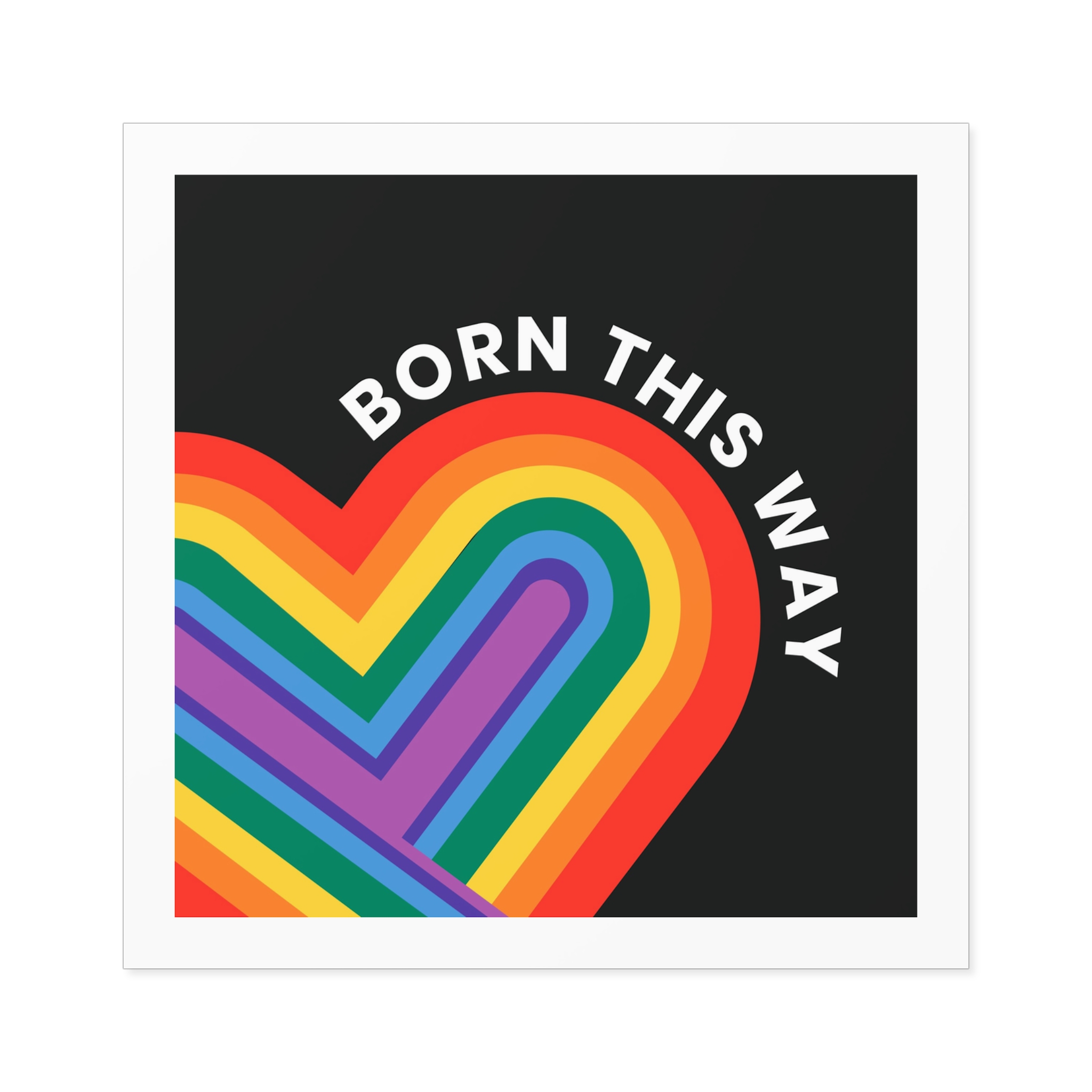 Rainbow Heart Template Lgbtq Pride Month With Born This Way Text Laminate Stickers Square - Image 33