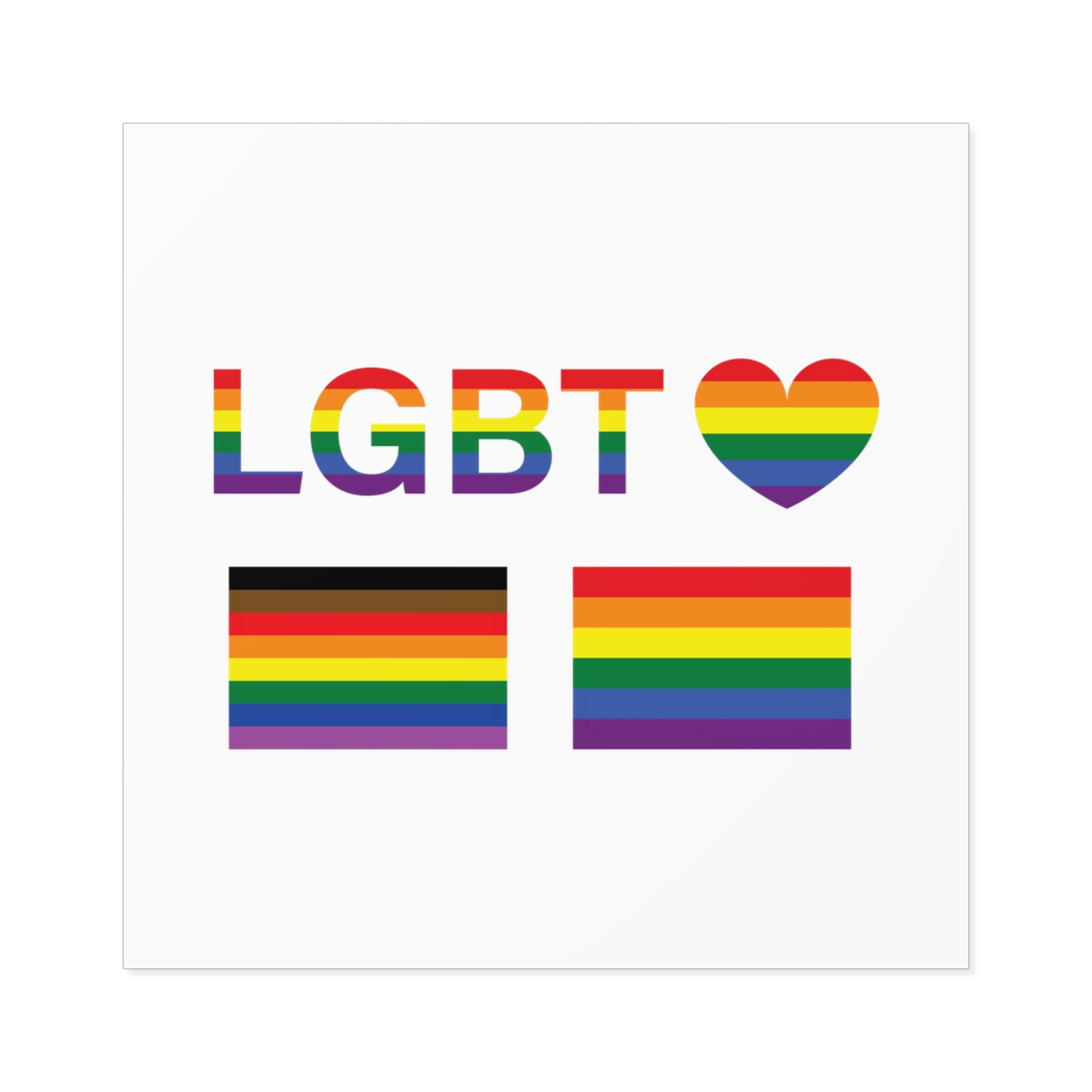 Lgbt Word Text Letter With Heart Rainbow Color Flag Isolated White Background Vector Illustrati Laminate Stickers Square - Image 25