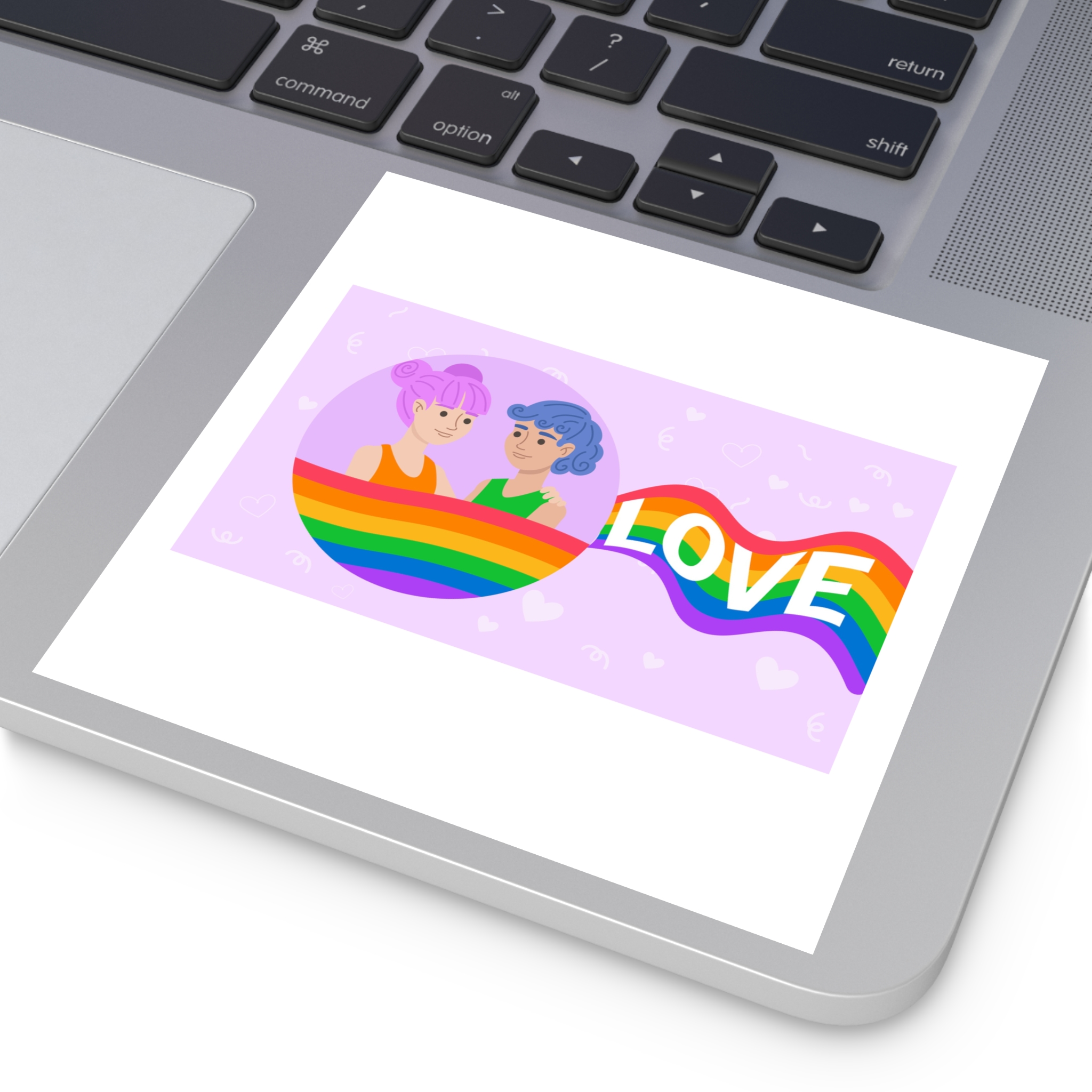 Joyful Group Holding Waving Pride Flag Laminate Stickers Square - Image 43