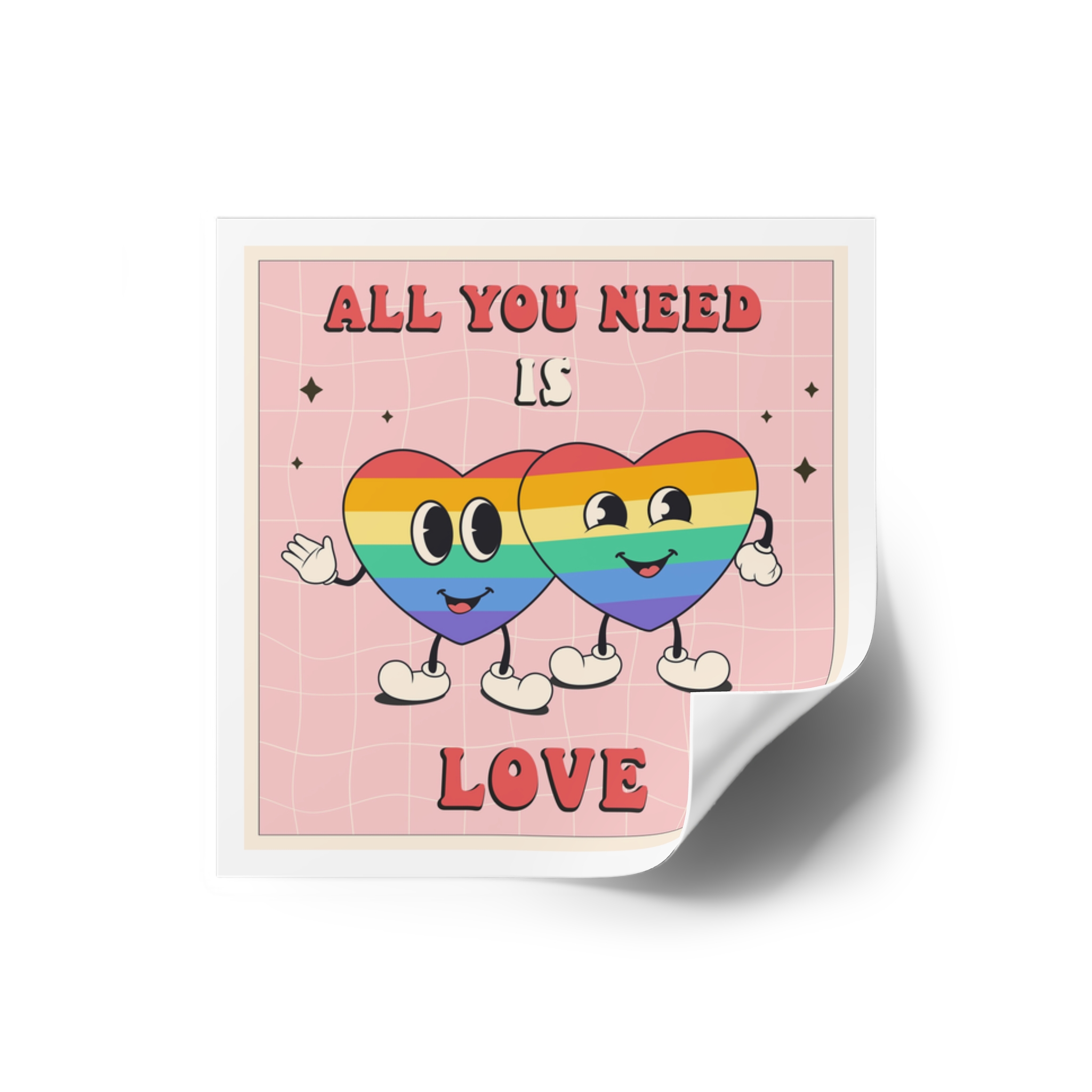 Lgbtq Pride Month Retro Groovy Poster Social Media Post Template With Rainbow Heart Laminate Stickers Square - Image 2