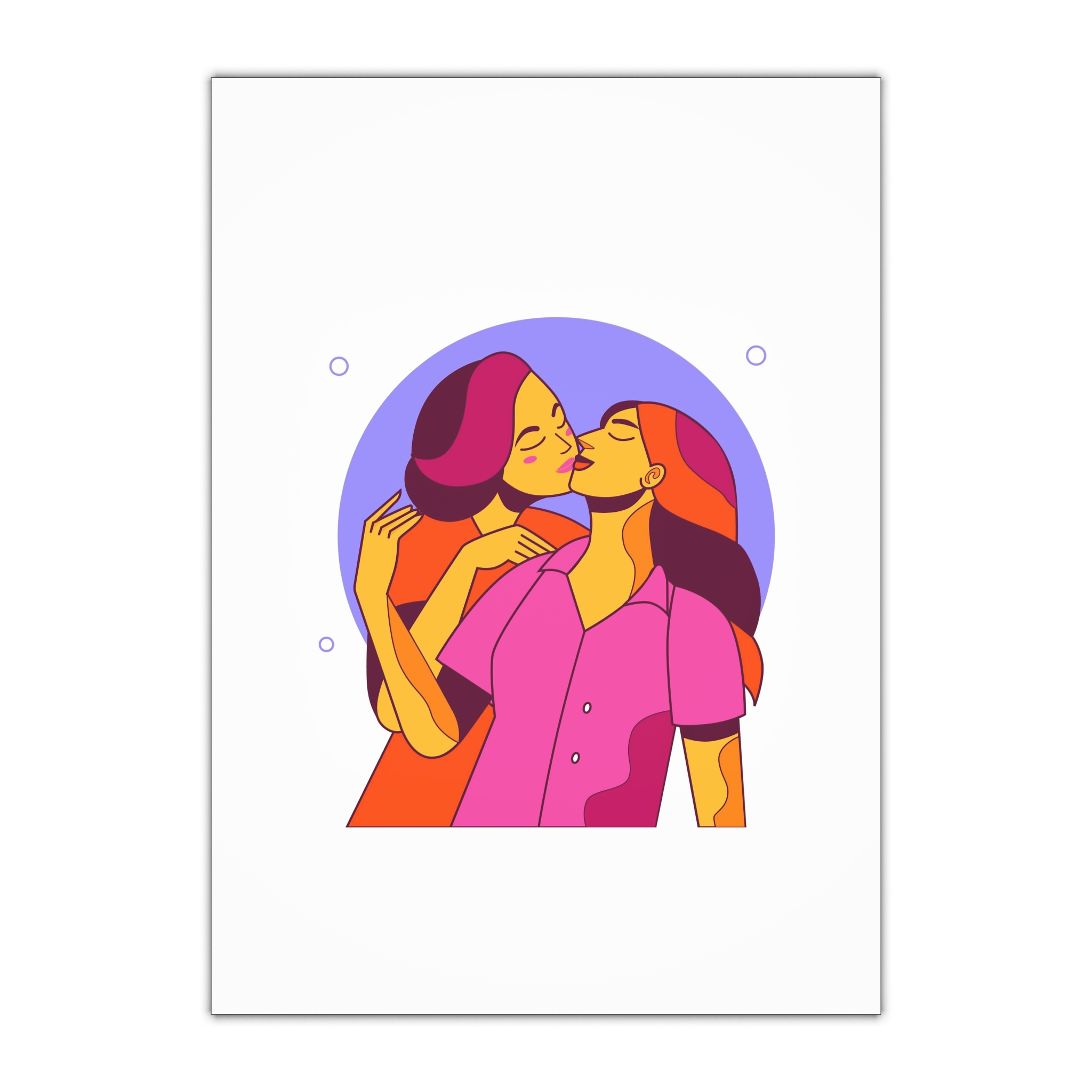 Cartoon Lesbian Kiss Illustration Gift Wrapping Paper Sheets 1pc