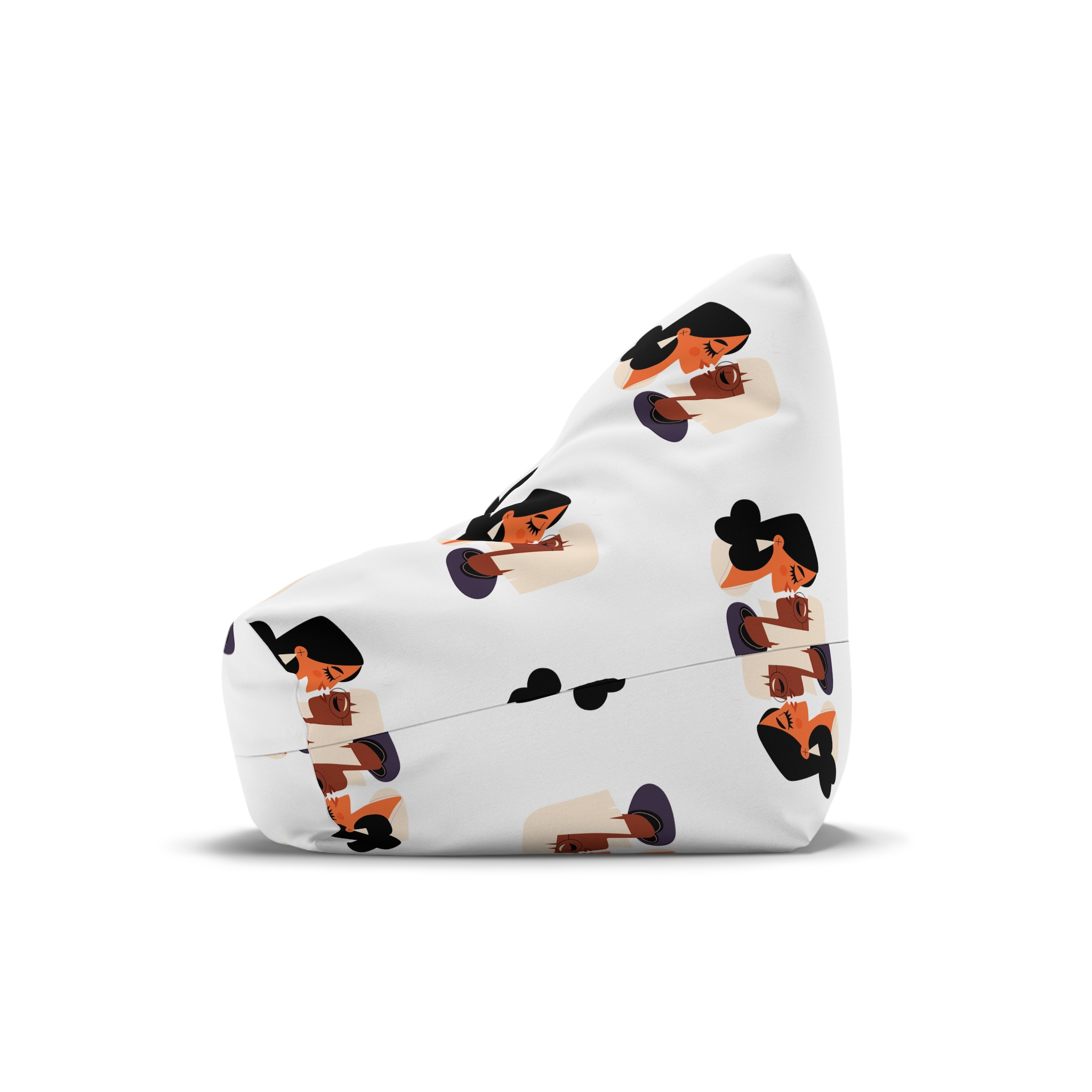 Flat Design Lesbian Couple Kiss Illustration (2) Bean Bag Chair Cover - Image 4