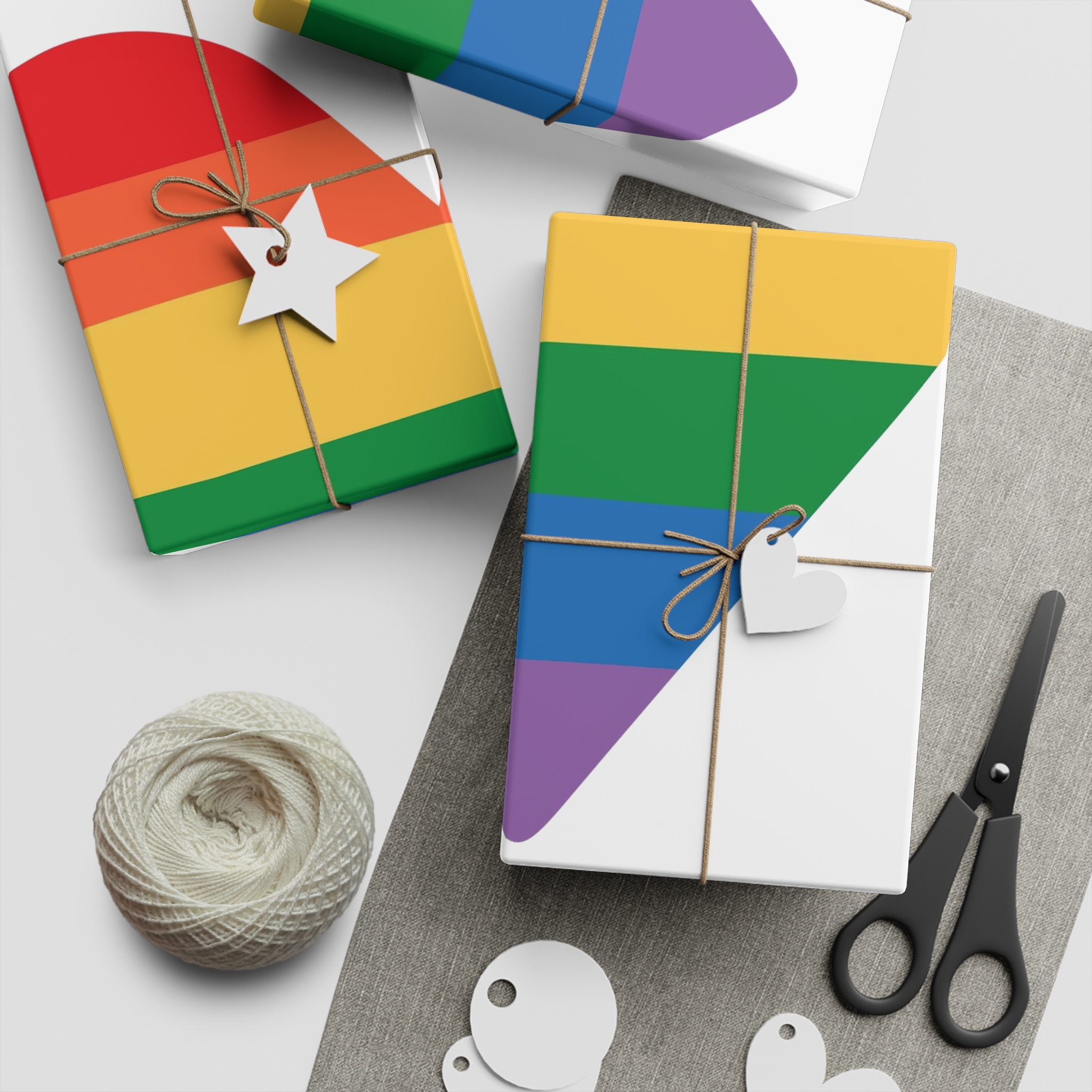 Vector Hand Drawn Lgbt Rainbow Flag Heart Gift Wrapping Paper Sheets 1pc - Image 2