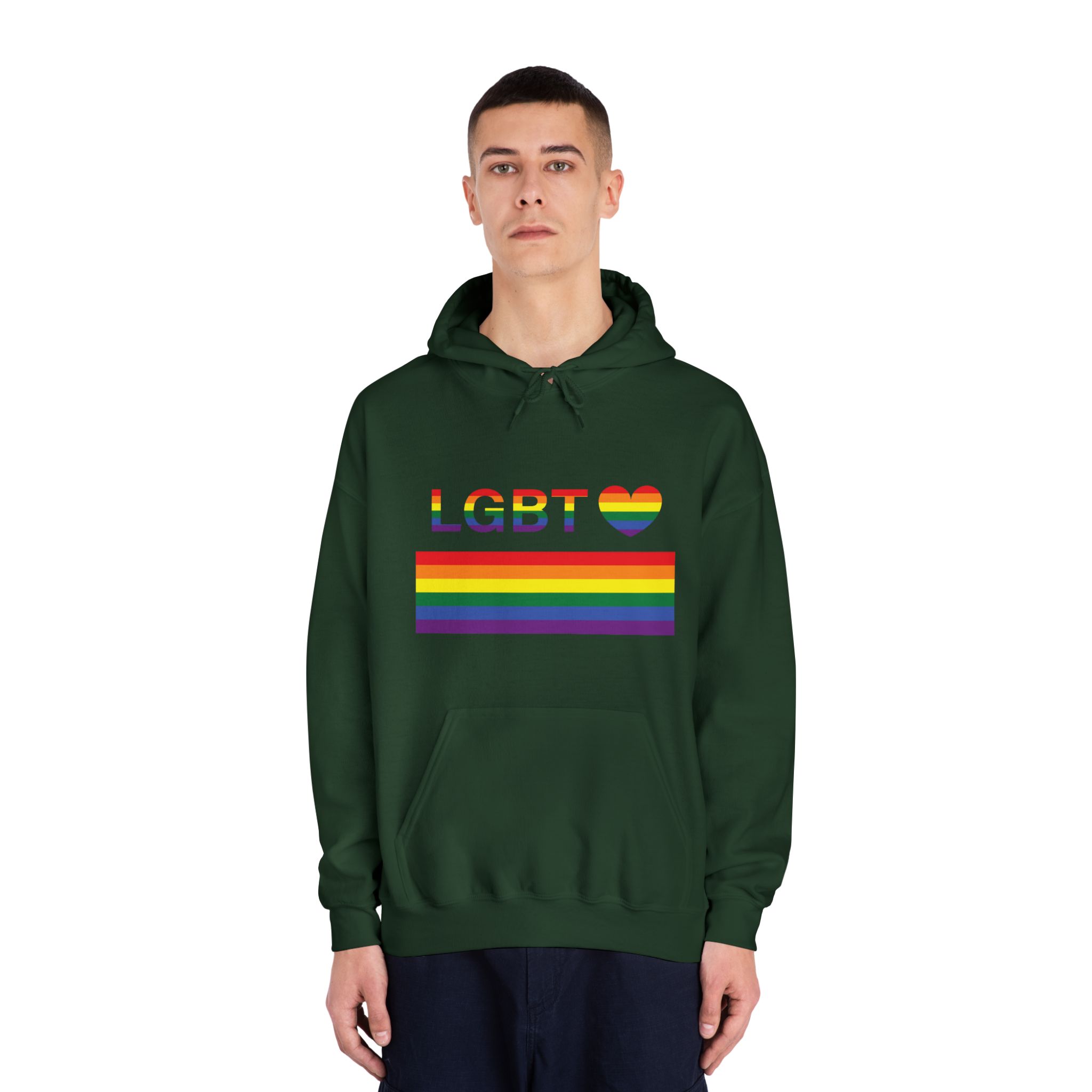 Lgbt Word Text Letter With Heart Rainbow Color Flag Isolated White Background Vector Illustration Unisex Dryblend Hooded Sweatshirt - Image 23