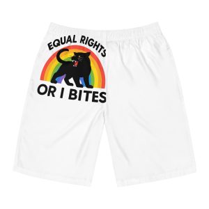 Comfort Colors Equal Rights I Bites Rainbow Cat Mens Board Shorts Aop