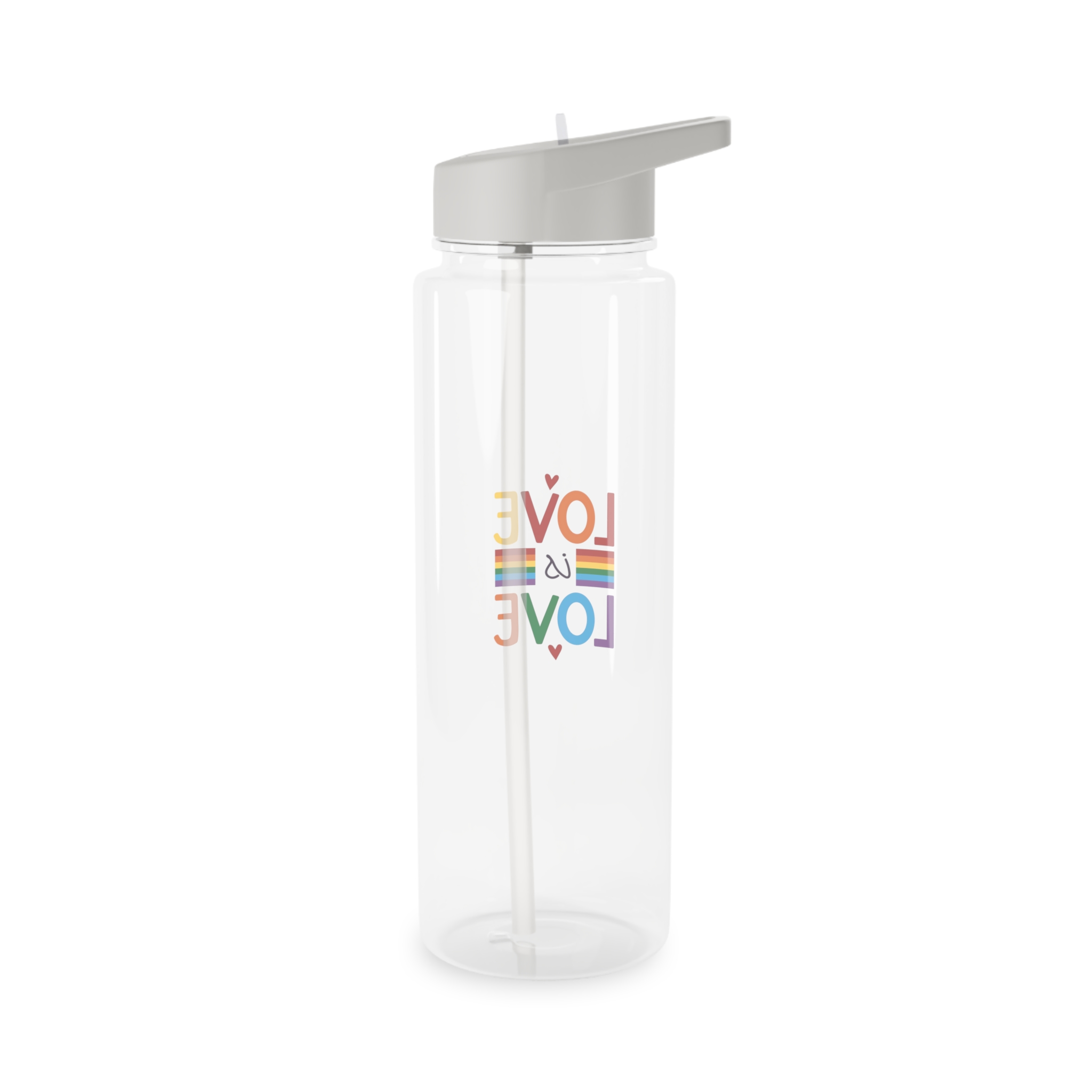 Love Is Love Colorful Typography With Rainbow Stripes Lgbt Pride Message Vector Tritan Water Bottle - Image 6
