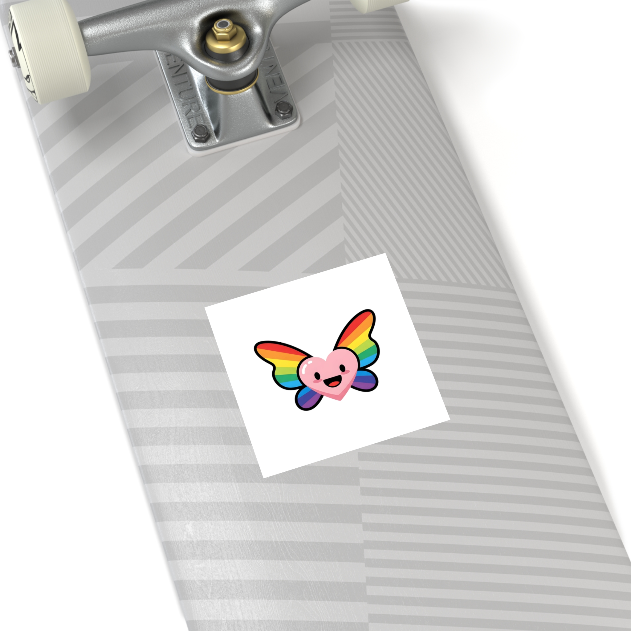 Happy Rainbow Heart Butterfly1 Laminate Stickers Square - Image 20
