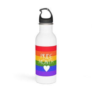 Cute Simple Banner Pride Month Symbols Pride Month With Lgbtq Flag Colours Stainless Steel Water Bottle
