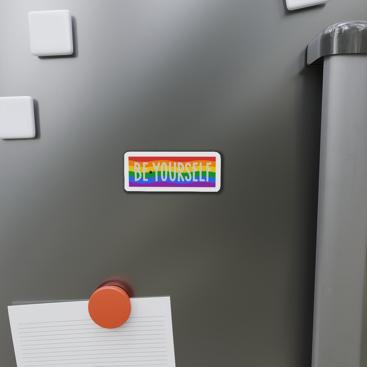 Be Yourself Phrase With Lgbtqia Flag Background Die Cut Magnets - Image 5