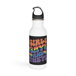 Colorful Poster With Words Girls Theyre Always Theyre Too Much Stainless Steel Water Bottle