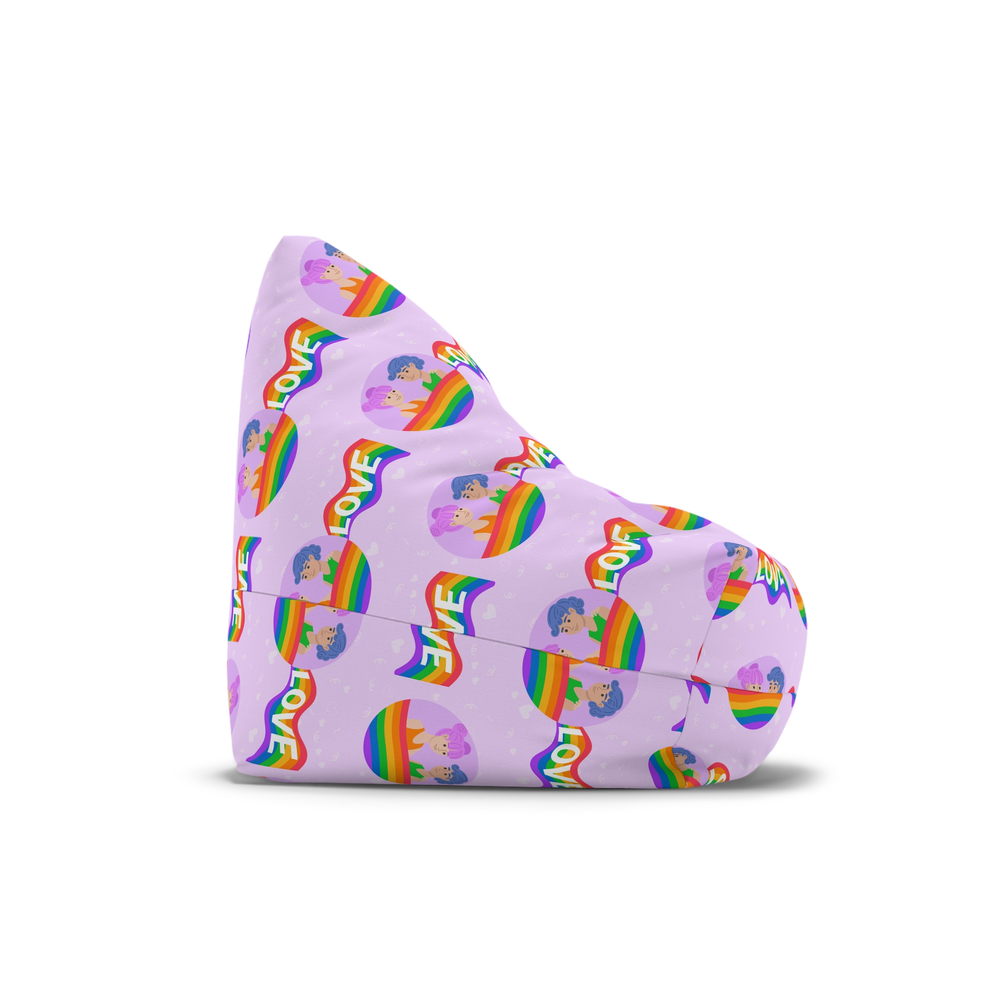 Joyful Group Holding Waving Pride Flag Bean Bag Chair Cover - Image 3