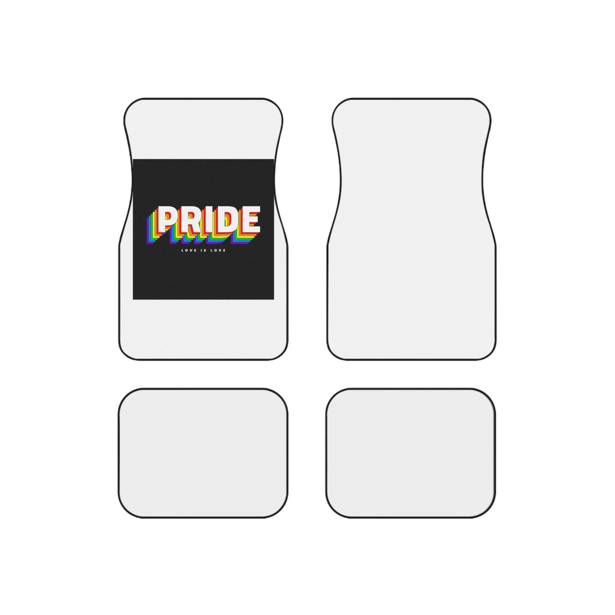 Vibrant Rainbow Pride Love Is Love Message Car Mats Set Of 4
