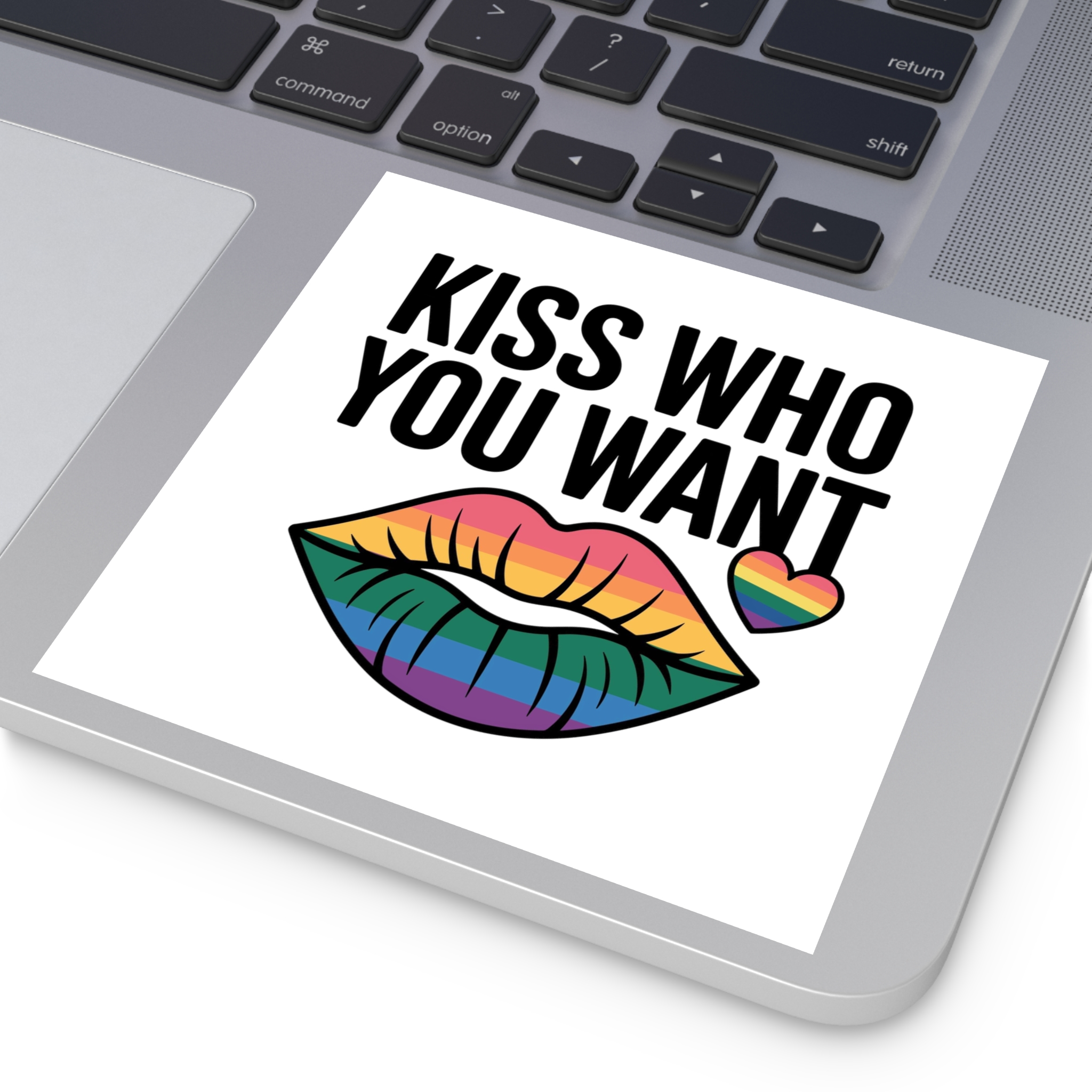 Kiss Who You Want T Shirt Design Isolated White Background Laminate Stickers Square - Image 35