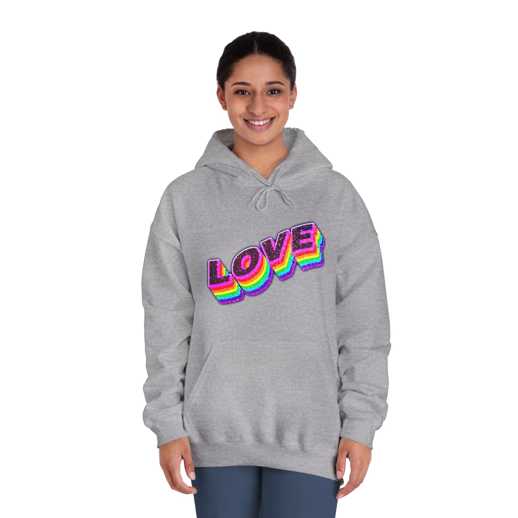Love Png Word Rainbow Typography Unisex Dryblend Hooded Sweatshirt - Image 16