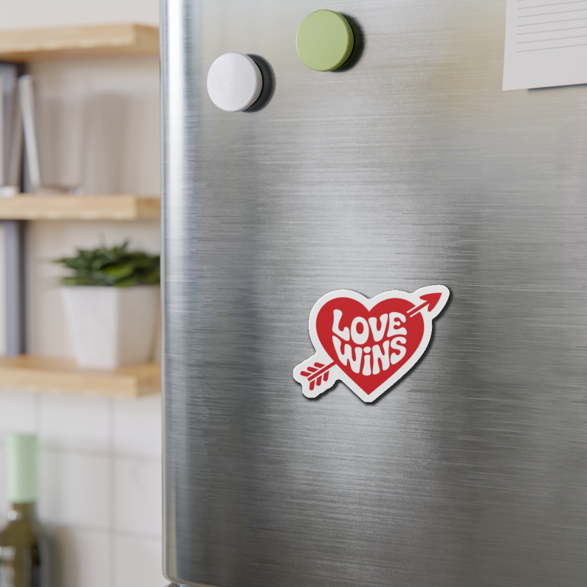 Love Wins Inscription Red Heart Pierced With Cupid39s Arrow Transparent Background Die Cut Magnets - Image 6