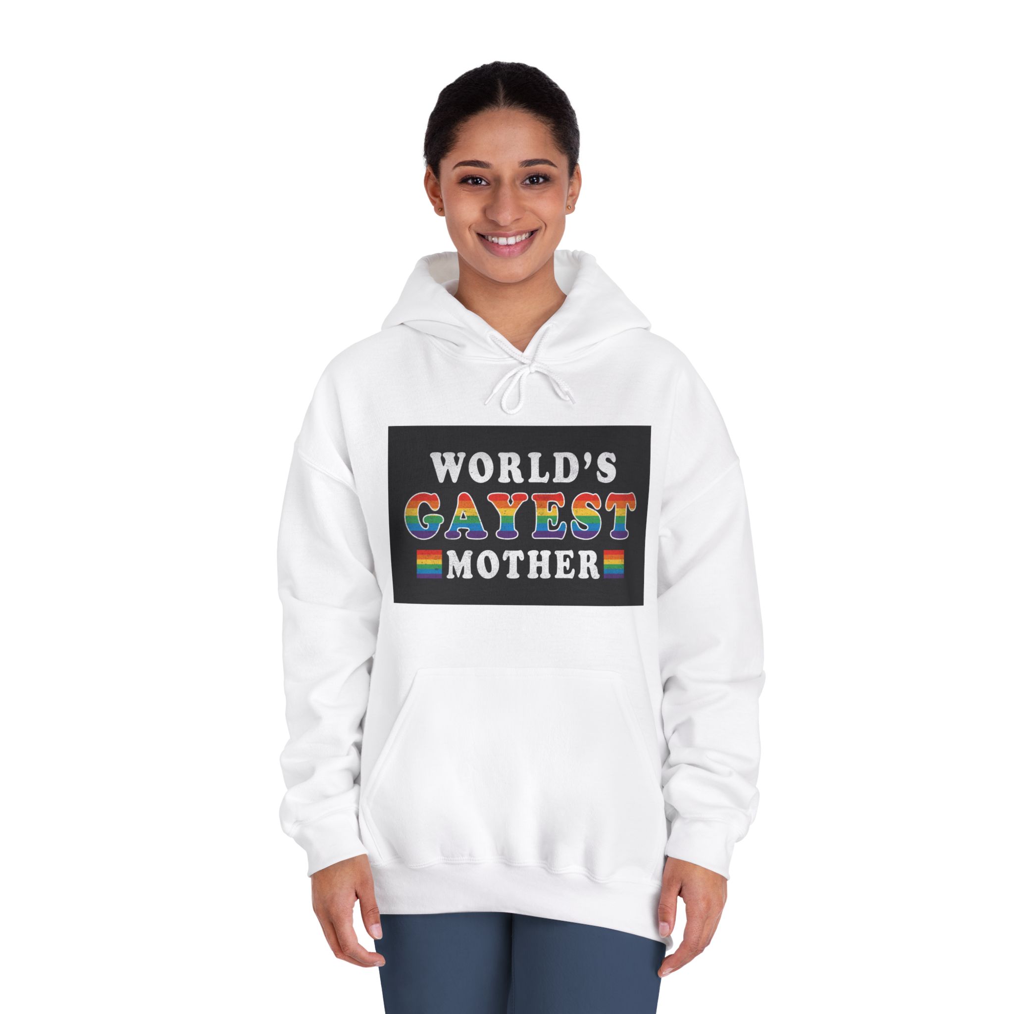 Mother Day Pride Rainbow Typography Vector Premium T Shirt(2) Unisex Dryblend Hooded Sweatshirt - Image 4