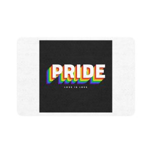 Vibrant Rainbow Pride Love Is Love Message Pet Food Mat 12x18