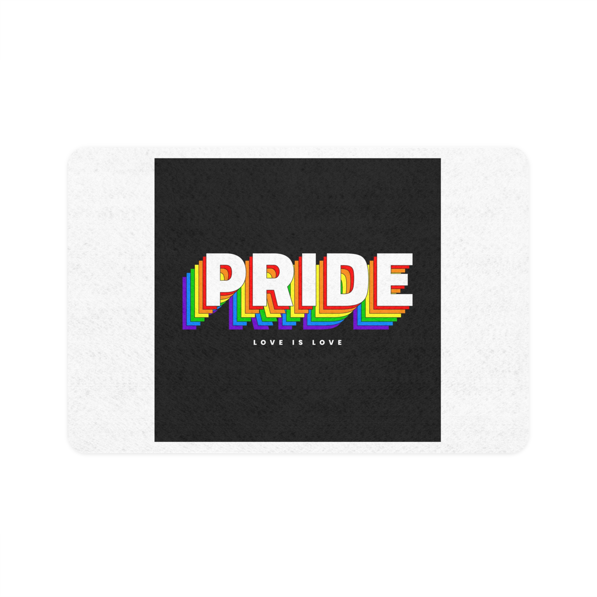 Vibrant Rainbow Pride Love Is Love Message Pet Food Mat 12x18