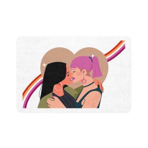 Hand Drawn Lesbian Kiss Pet Food Mat 12x18