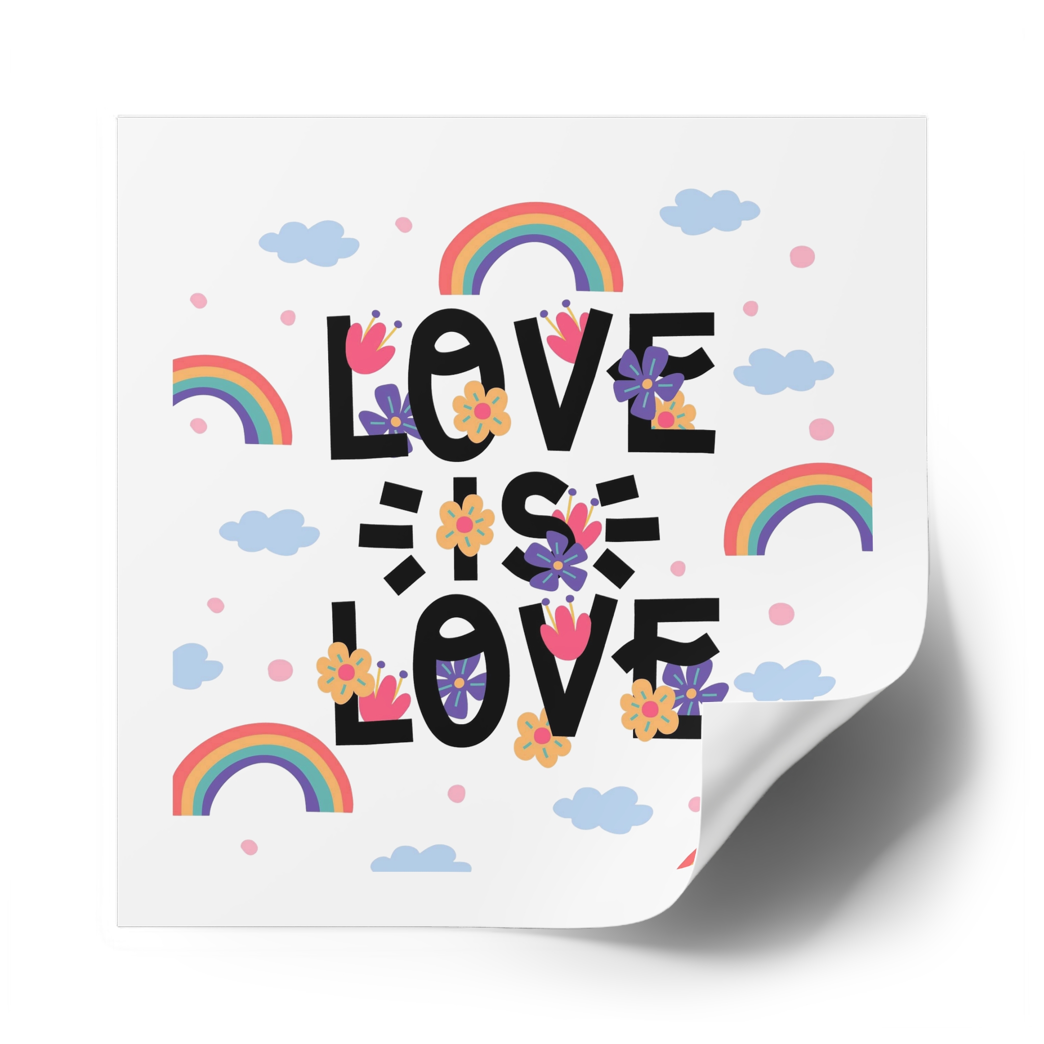 Pride Day Lettering With Rainbows Flowers Laminate Stickers Square - Image 58