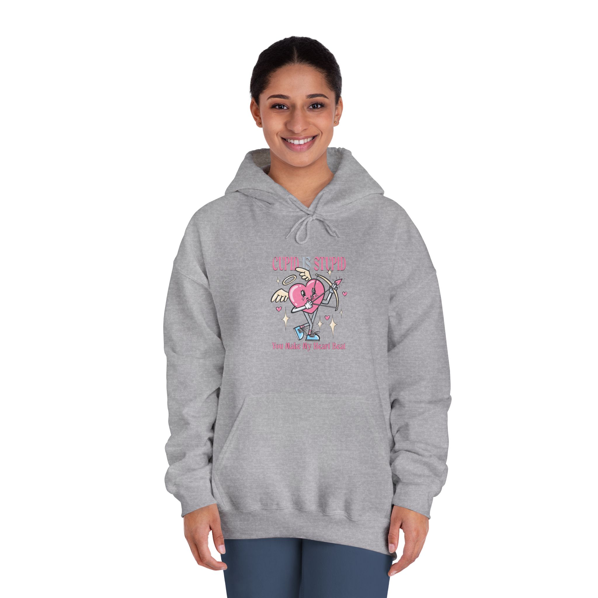 Love Cupid Holding Bow Tshirt Design Unisex Dryblend Hooded Sweatshirt - Image 16