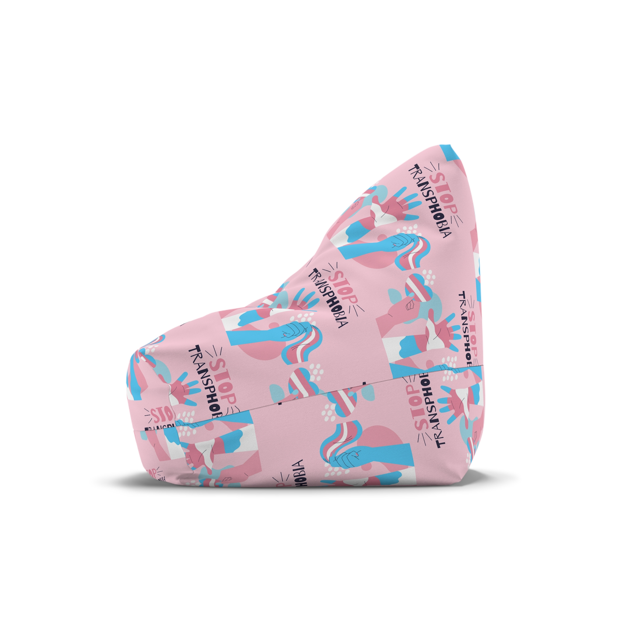 Hand Drawn Flat Design Stop Transphobia Concept Bean Bag Chair Cover - Image 4